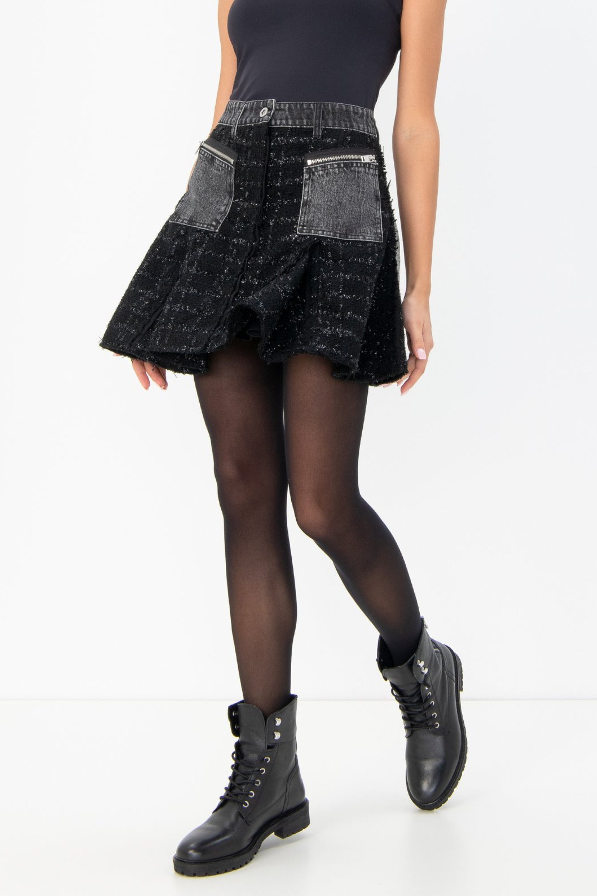 Diesel Women's Black Midi Skirt - Stylish Stretch Denim Pencil Skirt for Casual & Office Wear | Perfect for Work, Date Night & Everyday Outfits