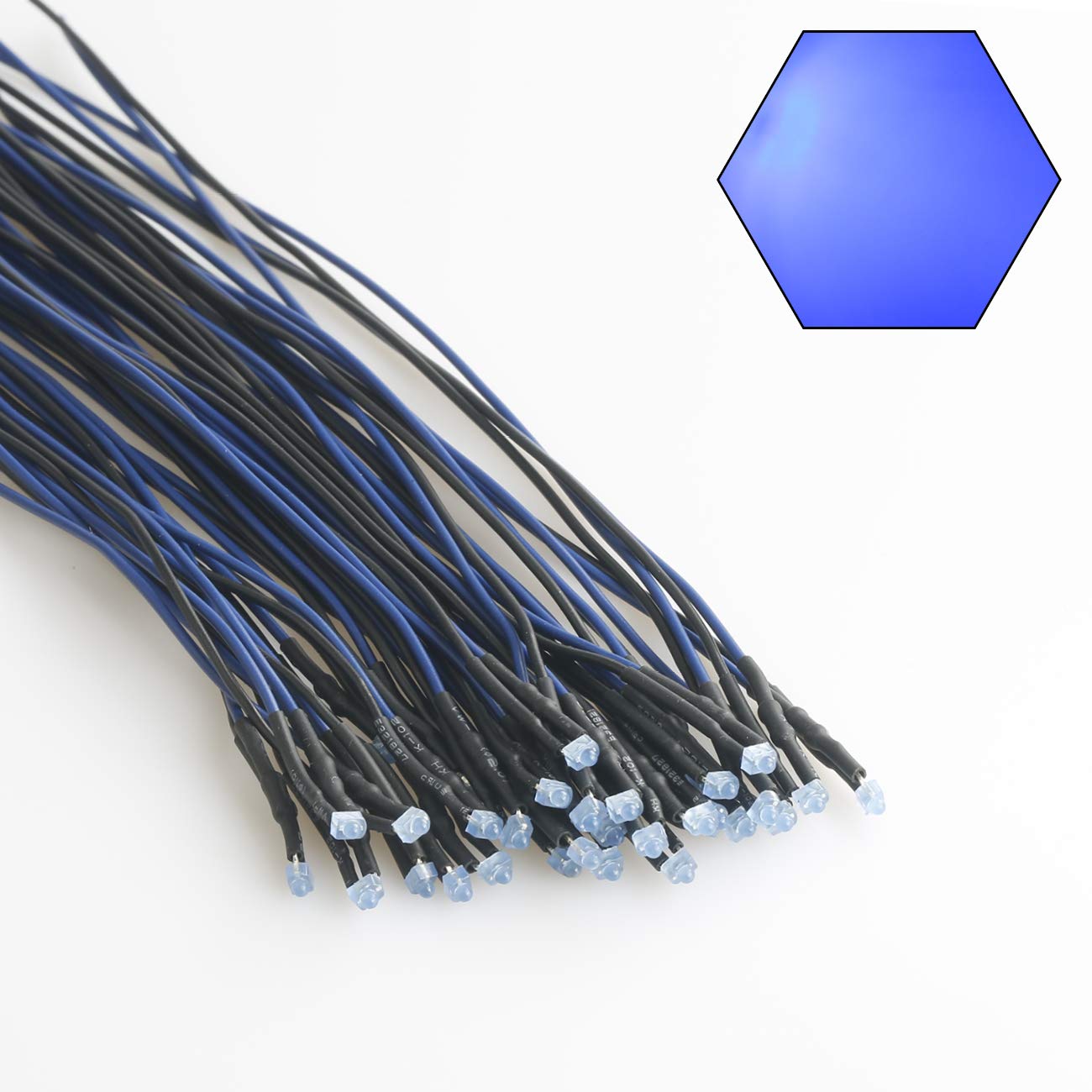 50pcs 12V 1.8mm Blue LED Lights - Pre-Wired 7.9 Inch Diffused Lens DC 12v LED Diodes for DIY Electronics, Automotive Lighting, and Home Decoration Projects