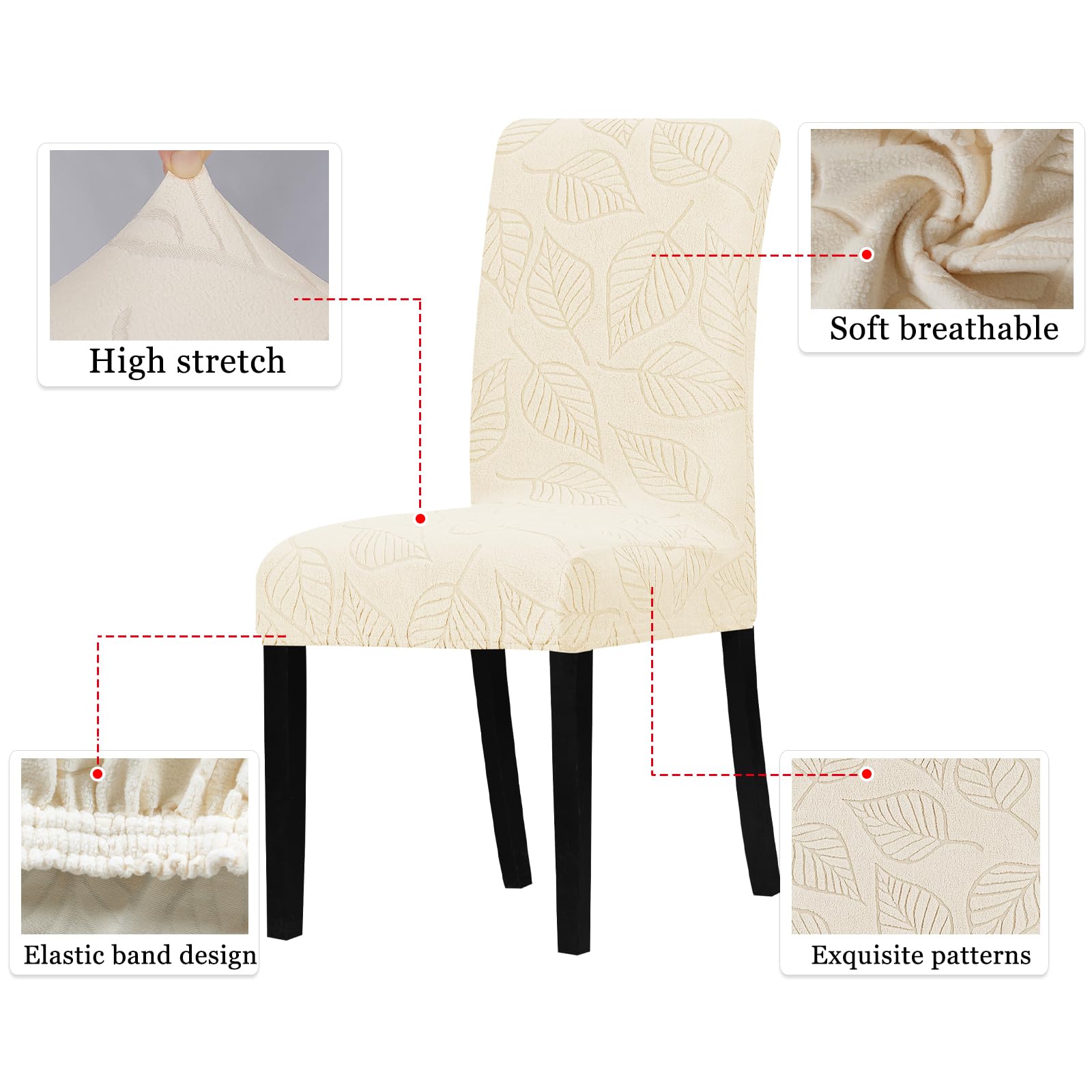 Lellen Dining Chair Slipcovers Set of 2 - Stretchable Washable Chair Covers for Kitchen & Dining Room, Parsons Chair Protector (Cream) | Perfect for Home Decor, Dinner Parties & Daily Use