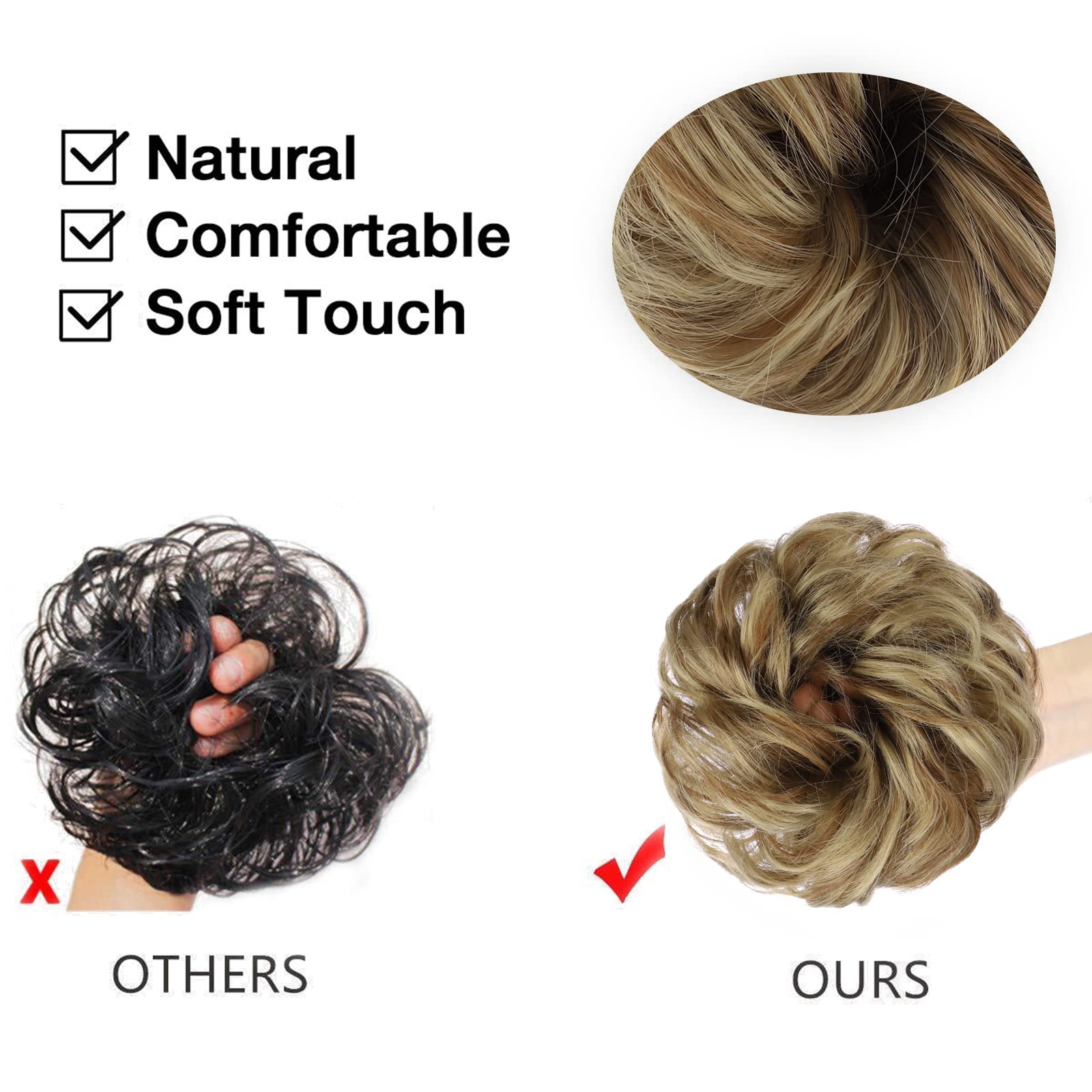 Curly Synthetic Messy Hair Bun Hair Scrunchies Extension - Perfect for Messy Bun Hairstyles, Ponytail Accessories & Everyday Hair Styling