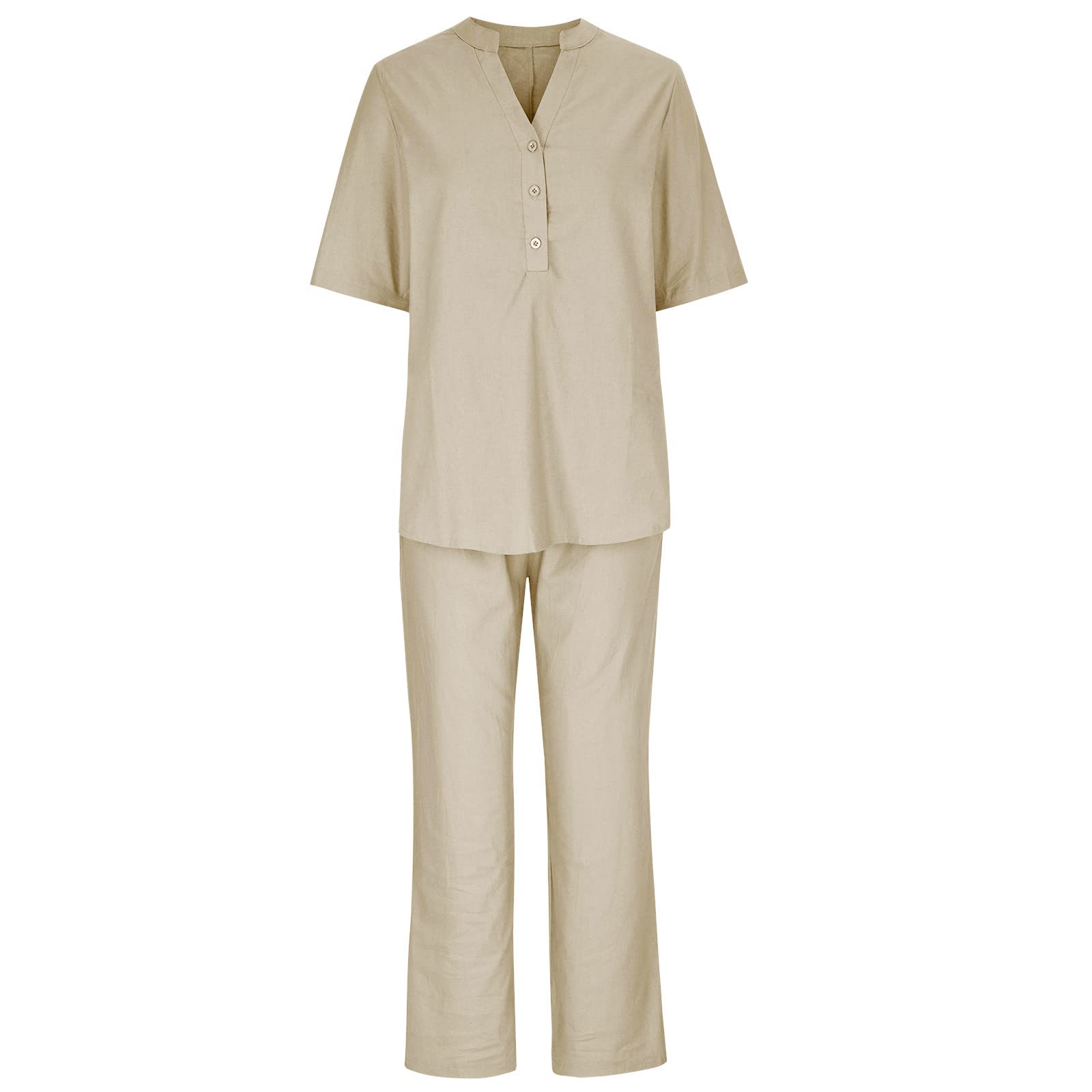 Women's 2-Piece Summer Outfits - Short Sleeve Lounge Sets for Vacation & Casual Wear | Comfortable Matching Sets for Beach, Travel & Relaxation