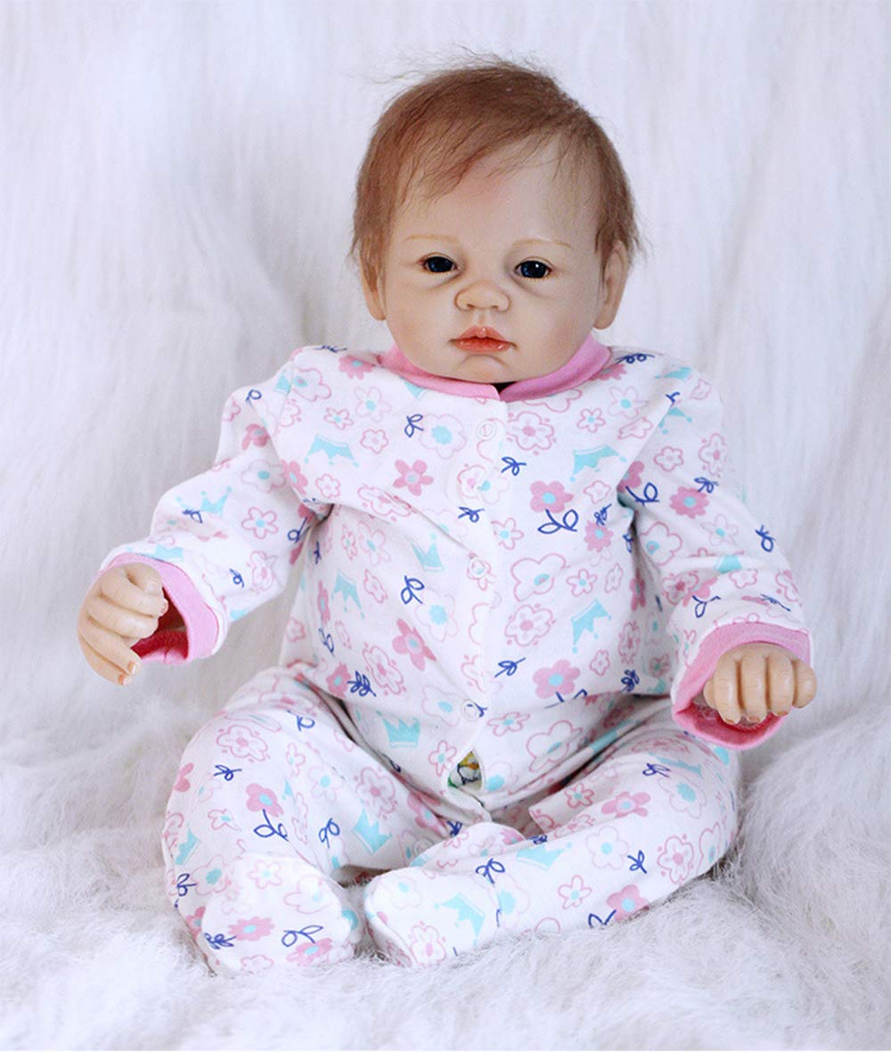 Wamdoll 22 Inch Realistic Reborn Baby Doll - Handmade Lifelike Girl Doll with Soft Vinyl Body & Pink Flower Headband | Perfect for Collectors, Gift Giving, Nursery Decor and Photography Props