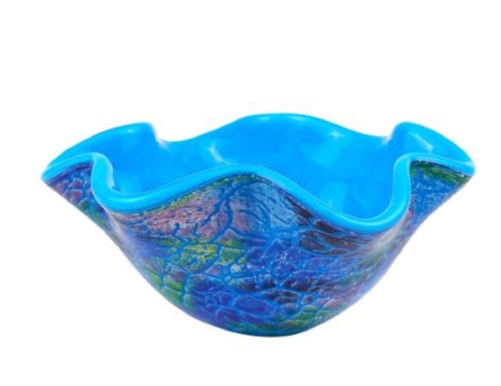Blue Crystal Abstract Multi-Color Glass Centerpiece Bowl - Elegant Home Decor for Dining Table, Wedding Centerpiece, and Living Room Display | HomeRoots