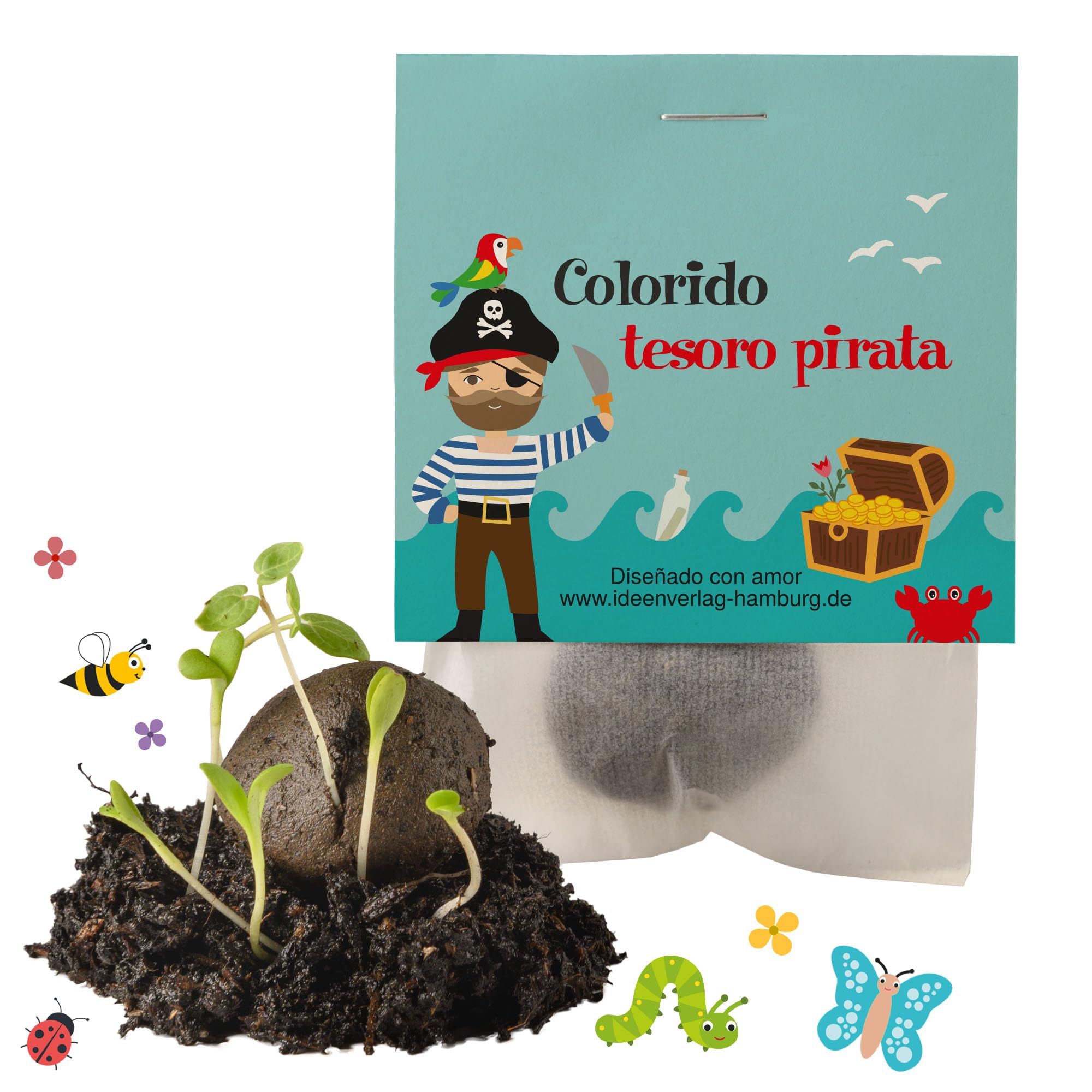 10 Pack Pirate Seed Bombs - Colorful Pirate Treasure Seed Balls for Kids Birthday Party Favors, Gifts & Planting Fun - Non-GMO Flower Seeds for Children's Gardening Activities