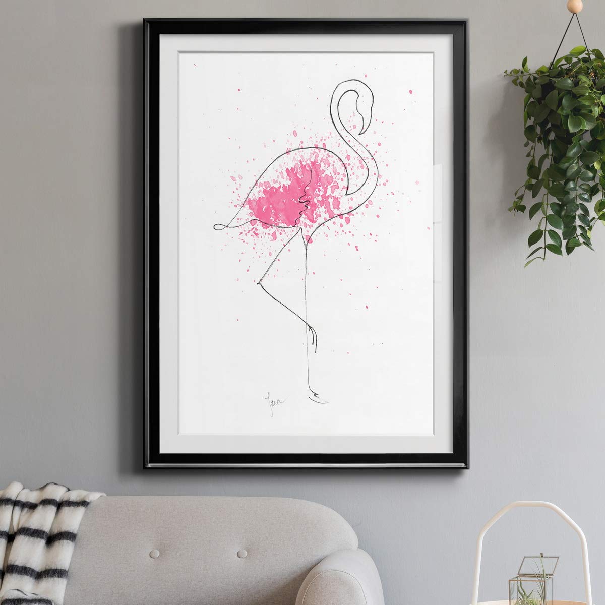 Premium Black Framed Flamingo Splash Print 42x30 Inches - Ready to Hang Wall Art - Made in USA - Perfect for Living Room, Bedroom & Office Decor