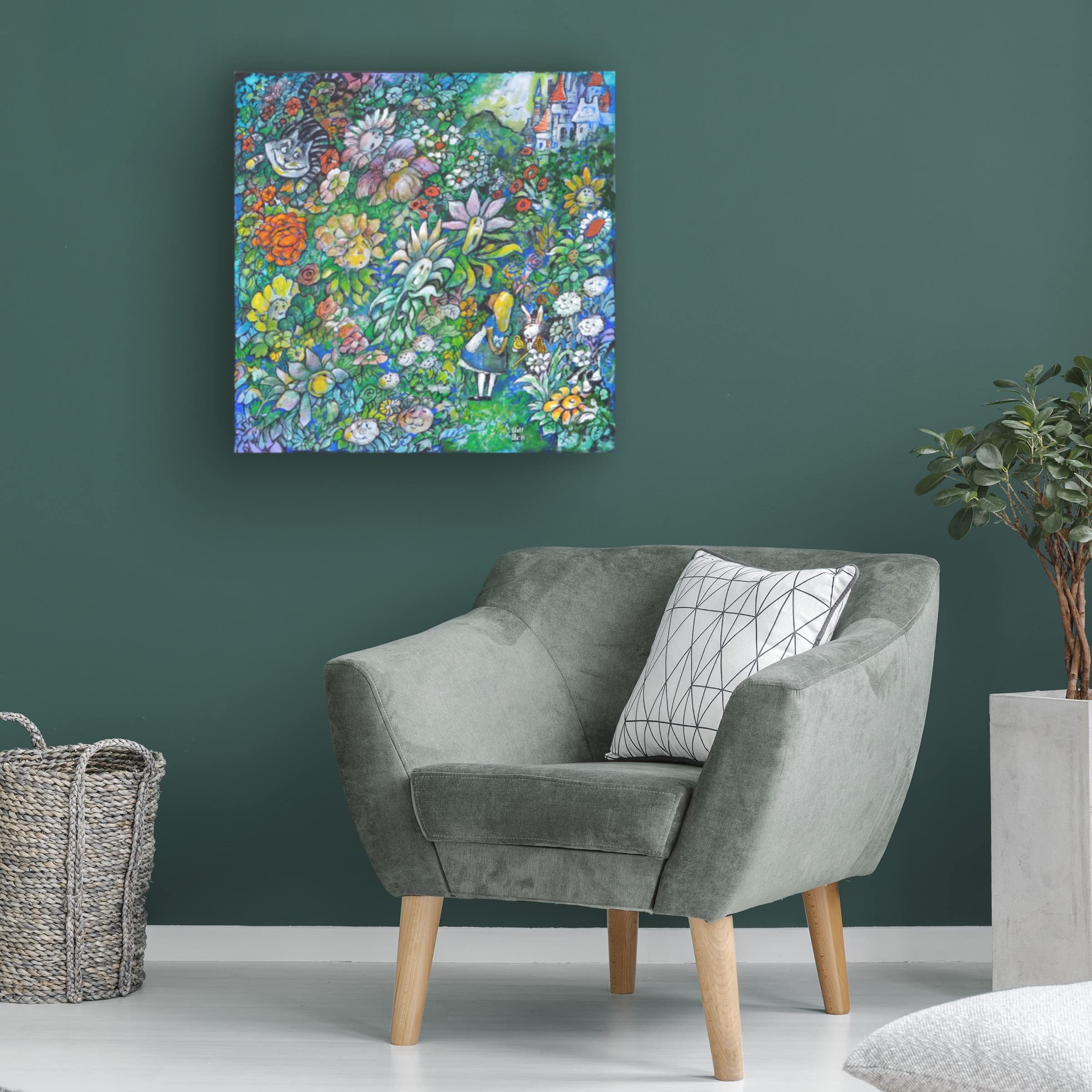 Trademark Fine Art 'In The Wonderland Garden' Canvas Wall Art by Bill Bell - Vibrant Landscape Painting for Living Room, Bedroom & Office Decor