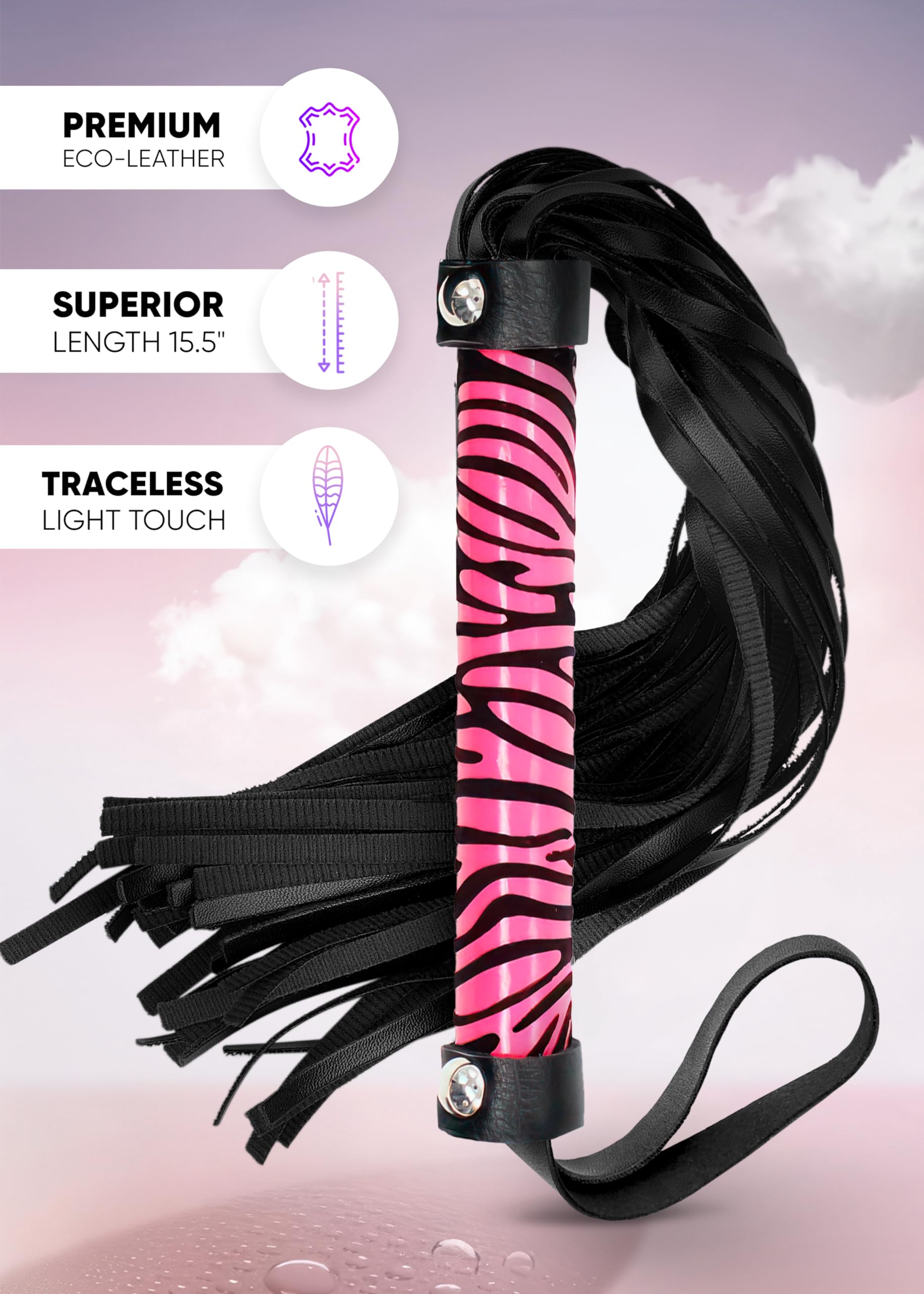 Premium BDSM Whip for Adults - Leather Bondage Toy for Sensual Play & Spanking - Perfect for Bedroom Roleplay, BDSM Scenes & Couples Exploration