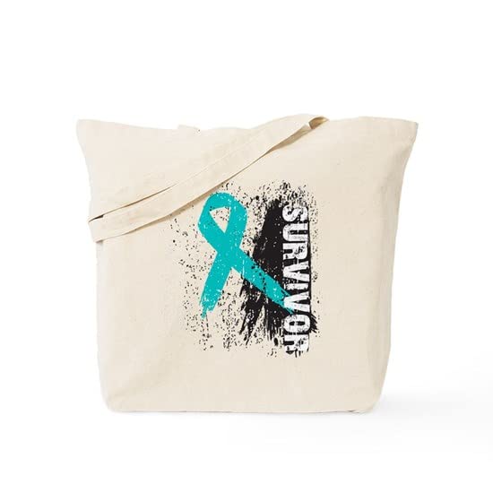 Survivor Cervical Cancer Tote Bag - Natural Canvas Reusable Shopping Bag for Women | Breast Cancer Awareness Gift, Chemo Support & Everyday Use