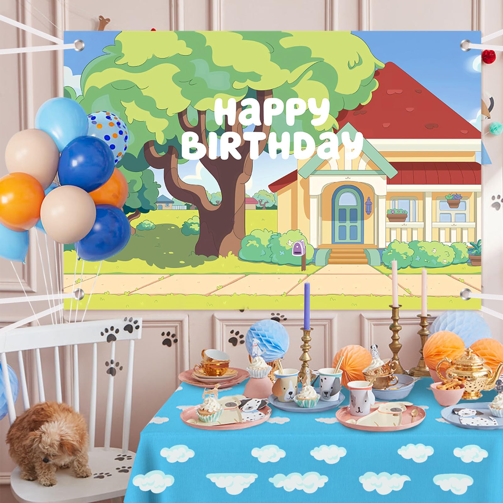 118-Piece Blue Dog Birthday Party Decorations Kit - Paw Print Balloons, Garland Arch, Backdrop, Tablecloth & Bone Balloons for Boys, Girls & Kids | Perfect for Puppy Themed Birthday Parties, Baby Showers & Pet Celebrations