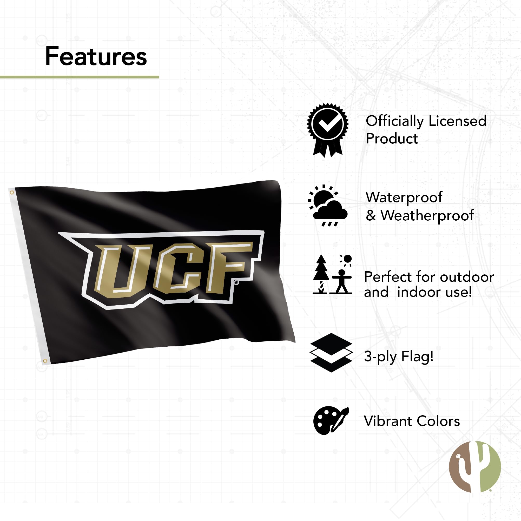 UCF Knights Double Sided Flag 3x5 ft - Indoor/Outdoor Polyester Banner for Football Games & Tailgating