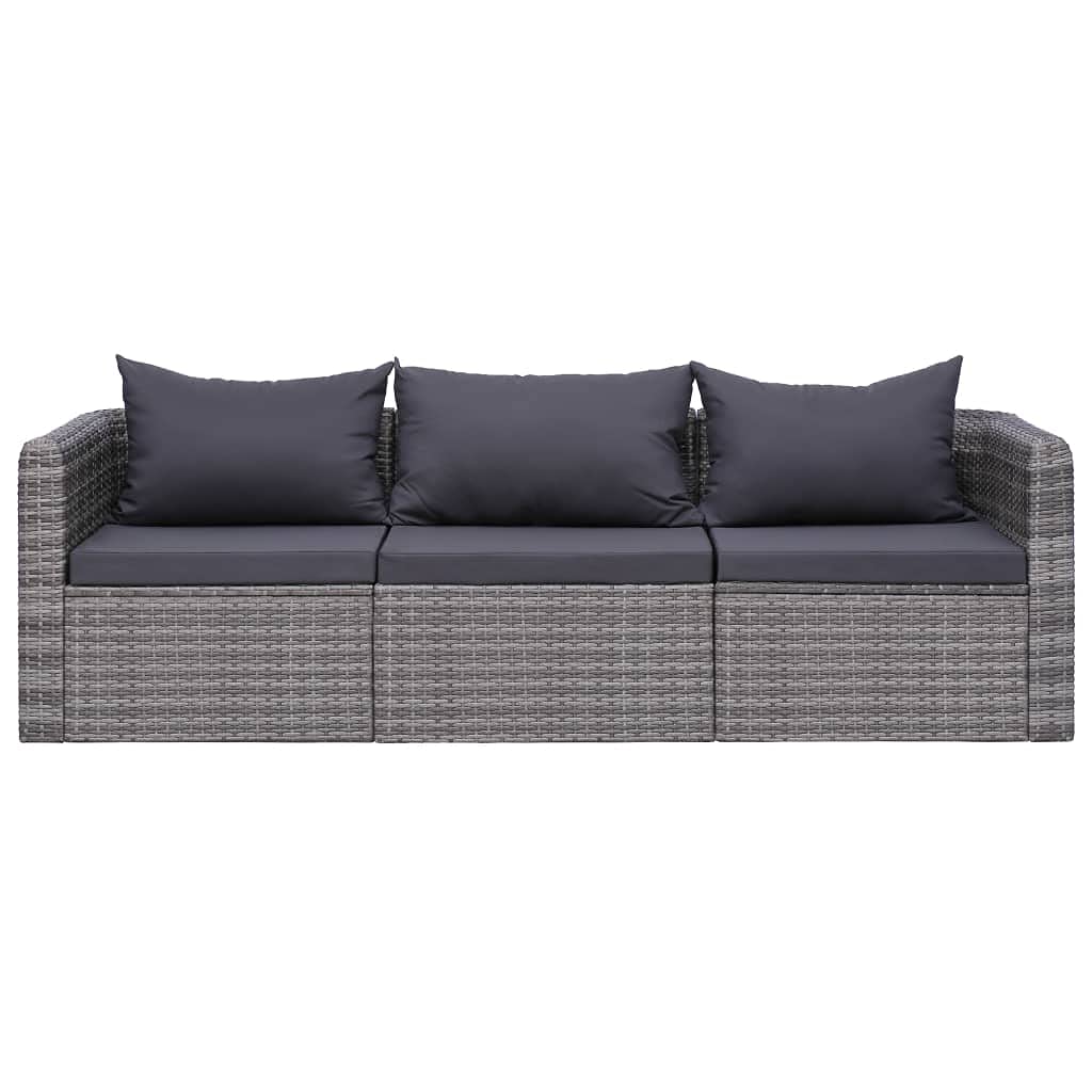 Outdoor Wicker Patio Furniture Set - 3-Piece Gray Poly Rattan Sectional Sofa with Cushions for Backyard, Garden & Lawn | Fast Shipping | Perfect for Relaxing, Entertaining & Outdoor Gatherings