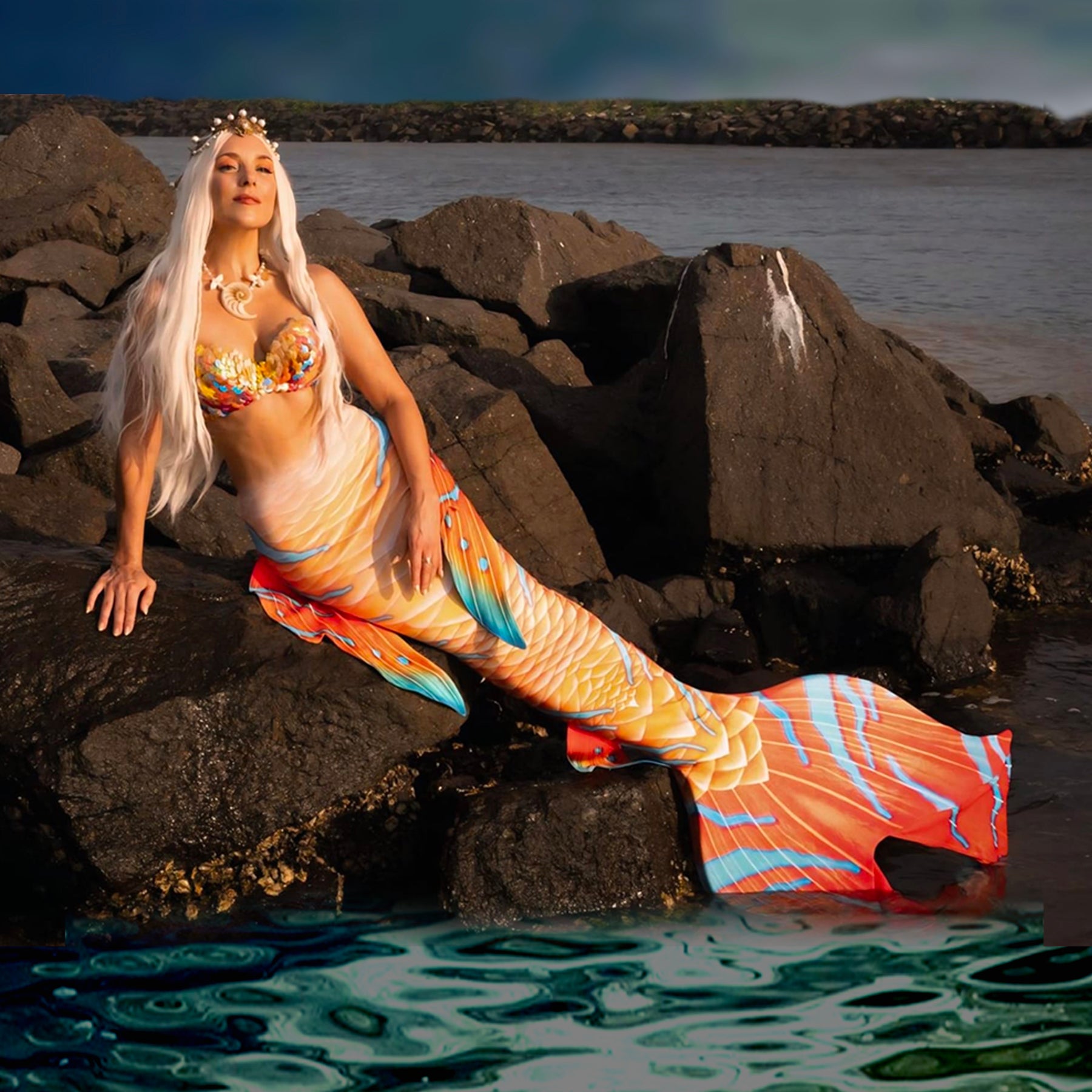 Hannah Mermaid Lotus GalleryTail by Cape Cali - Premium Mermaid Tail for Swimming, Cosplay & Fantasy Photography - Perfect for Pool Parties, Underwater Shoots & Themed Events