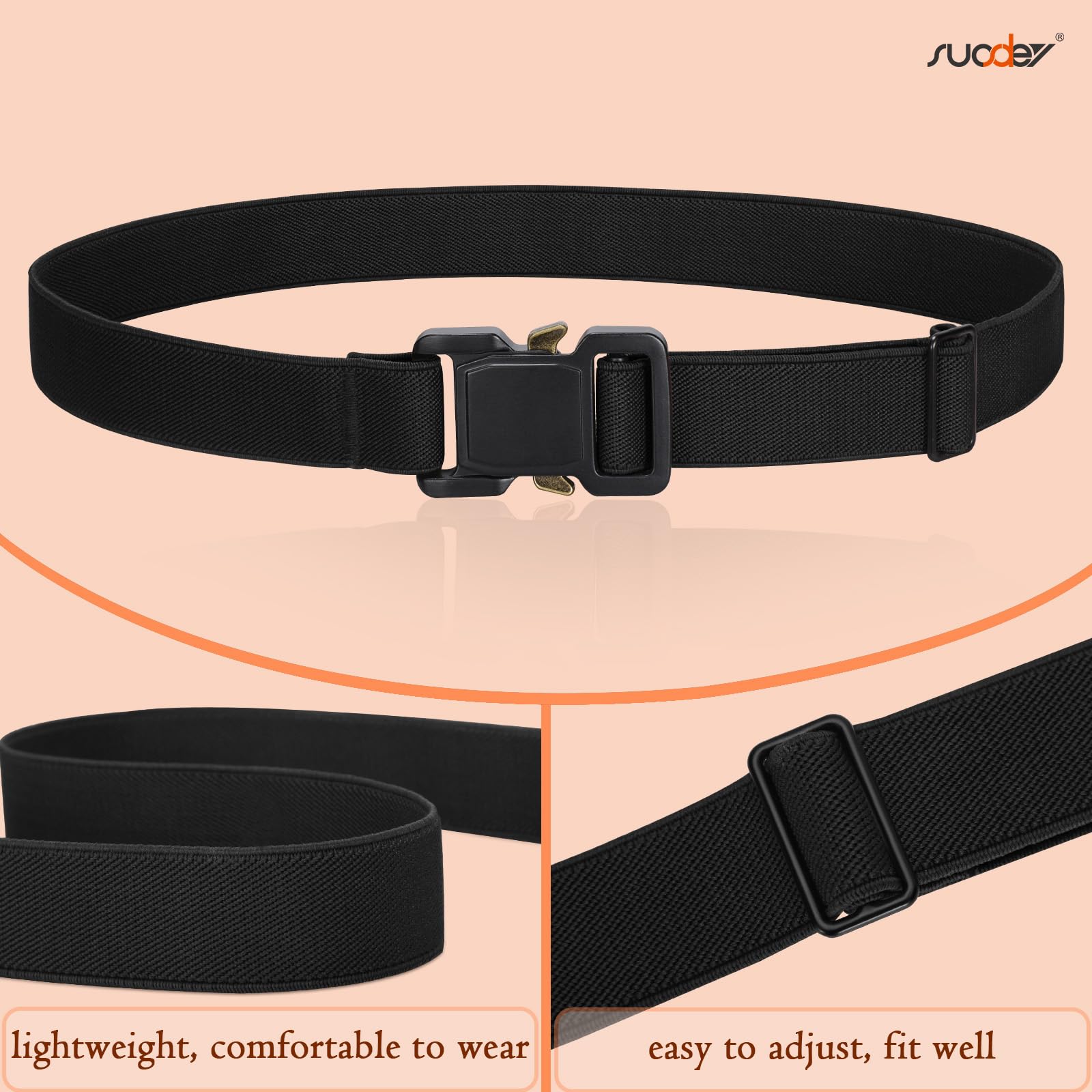 SUOSDEY Boys Elastic Adjustable Belt with Alloy Buckle - Stretchable Waistband for School Uniforms & Daily Wear - Perfect for Toddlers and Kids (Ages 3-10) - Ideal for School, Playdates, and Casual Outfits
