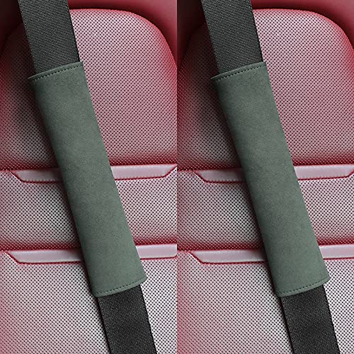 JEYODA 2Pcs Soft Suede Car Seat Belt Cover Pads - Comfortable Shoulder Seatbelt Protector for Adults & Kids, Universal Fit for All Vehicles (Green) - Perfect for Long Drives, Road Trips & Daily Commute