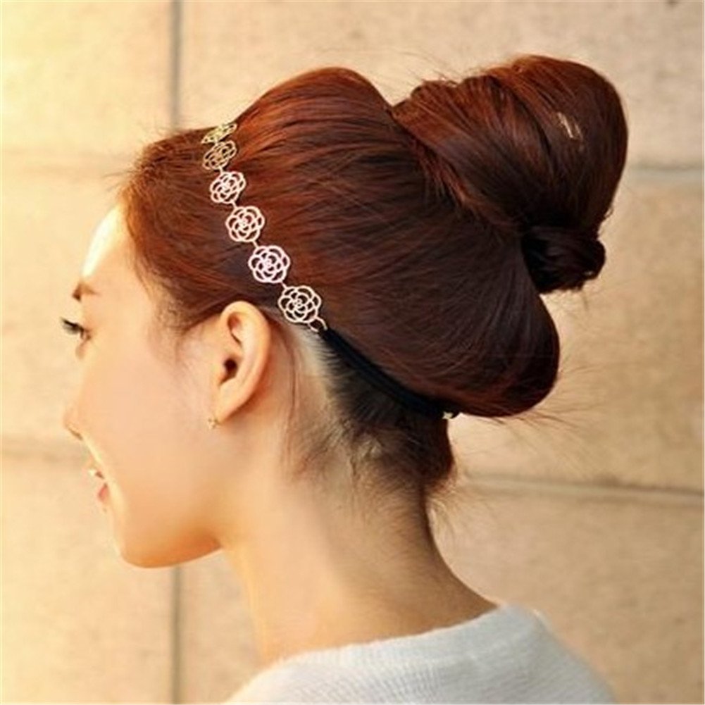 Elegant Elastic Rose Flower Hairband for Women - Stretchable Hair Accessory for Parties, Weddings & Everyday Style