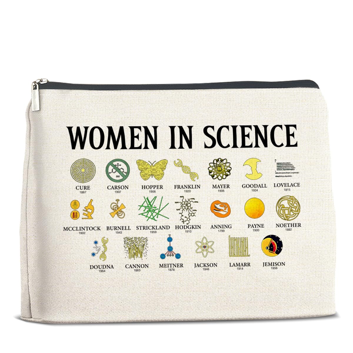 Science-Themed Makeup Bag for Women - Perfect Gift for Science Teachers & Lovers - Cosmetic Pouch with Zipper for Travel, Work & School Essentials