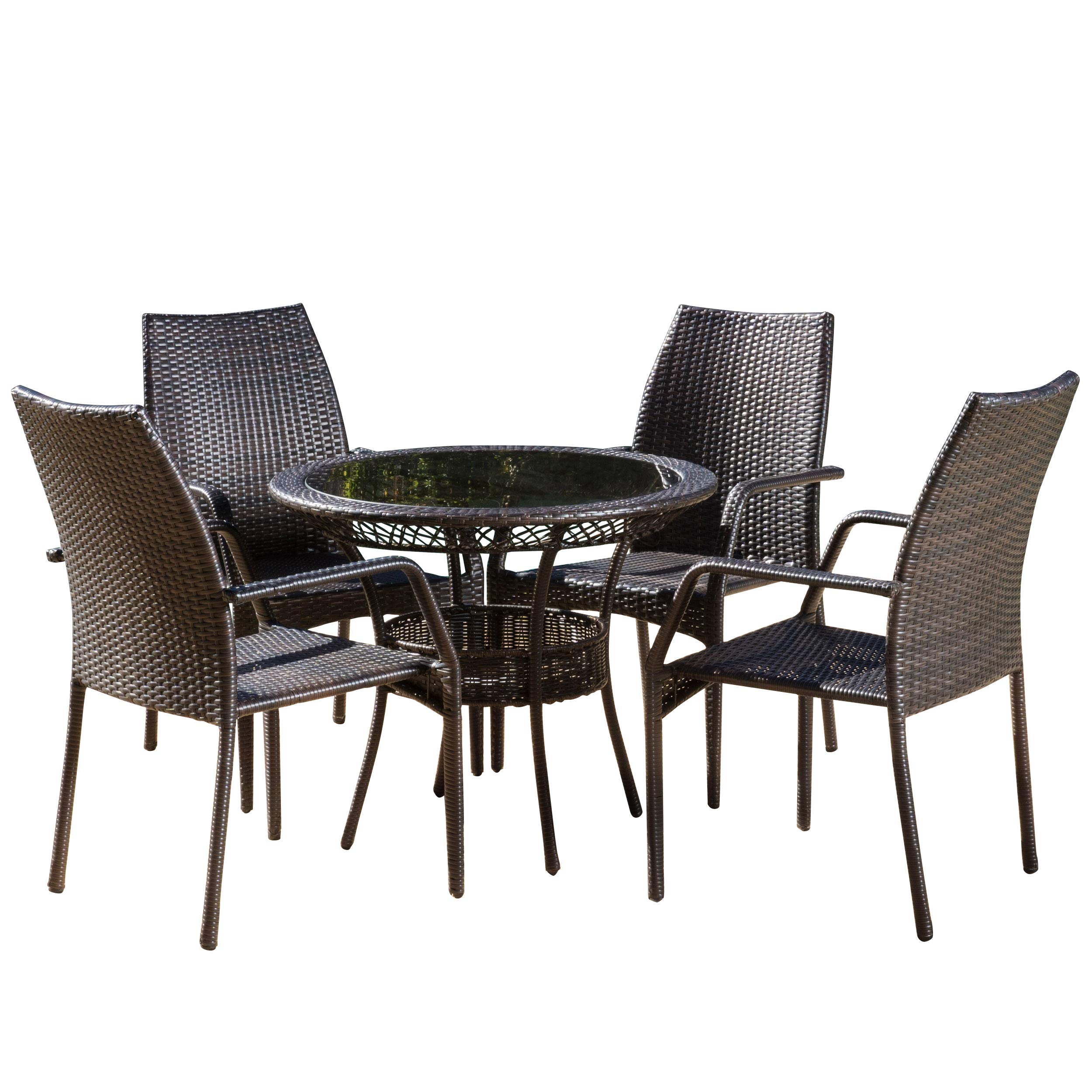 Christopher Knight Home Lisbon 5-Piece Dining Set - Brown Wood Table & Chairs for Kitchen, Dining Room, Patio | Rustic Farmhouse Style Furniture for Indoor & Outdoor Use