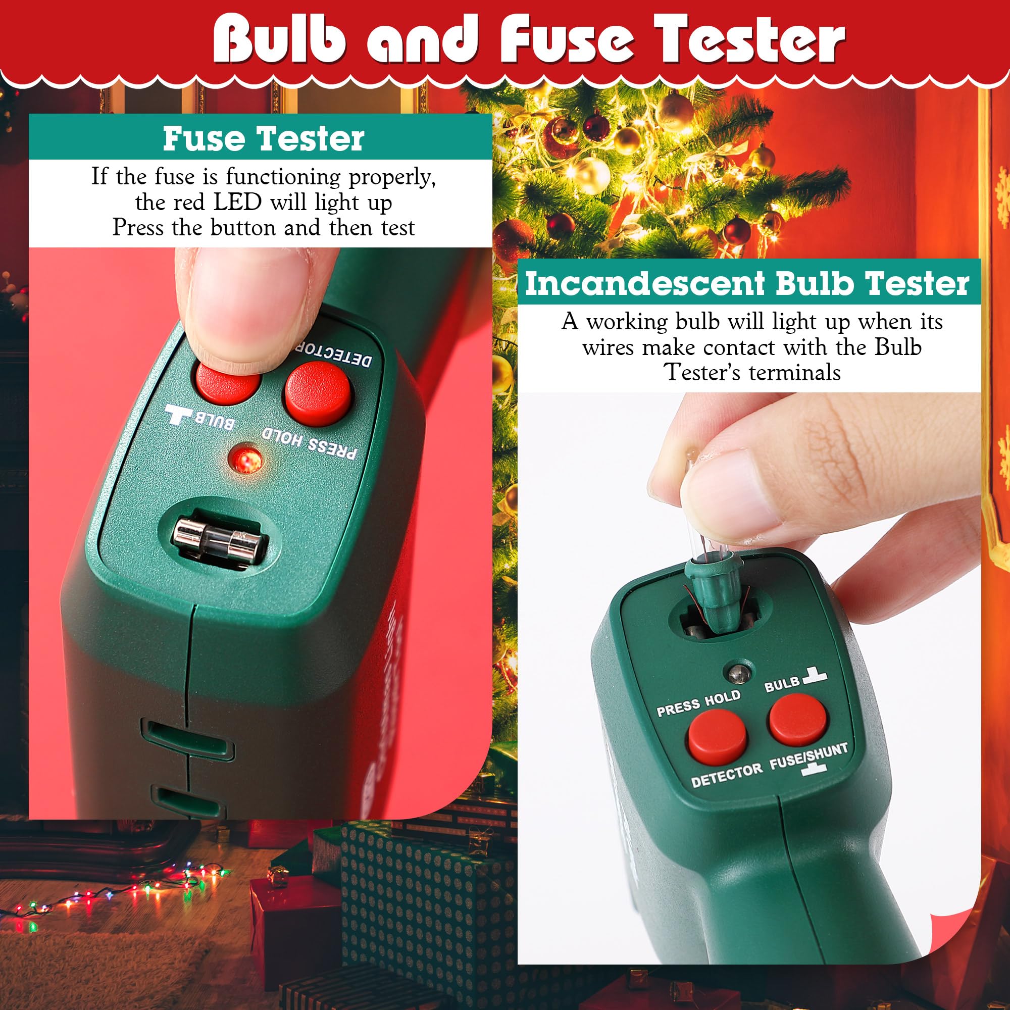 Christmas Light Repair Kit with 40 Replacement Bulbs - Incandescent String Light Tester & Fixing Tool for Holiday Decorations | Perfect for Indoor/Outdoor Christmas Tree, Home, and Yard Decor