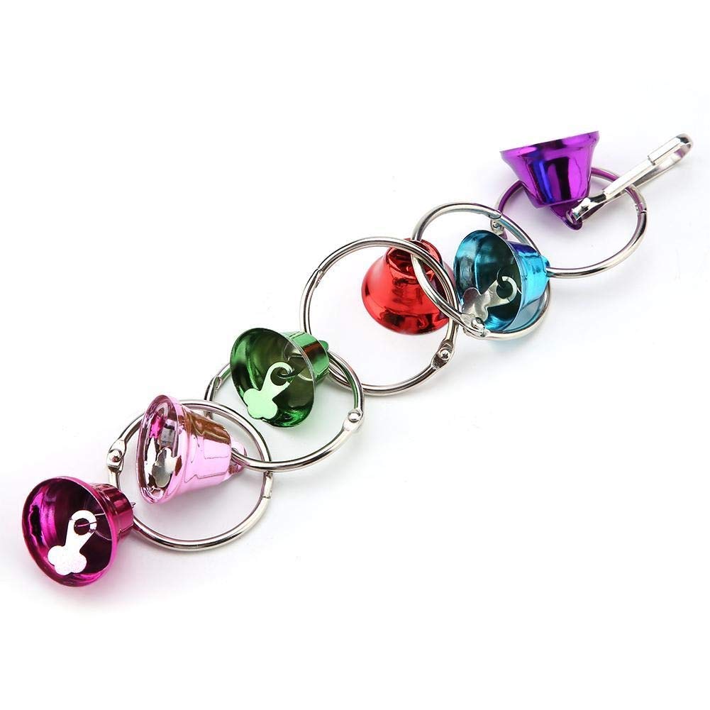 Colorful Hanging Bell Chew Toy for Parrots, Macaws & Pet Birds - Interactive Bird Toy with Bells & Strings - Durable Chewing & Play Activity for African Greys, Cockatoos, Amazons (Great for Cage Enrichment & Mental Stimulation)