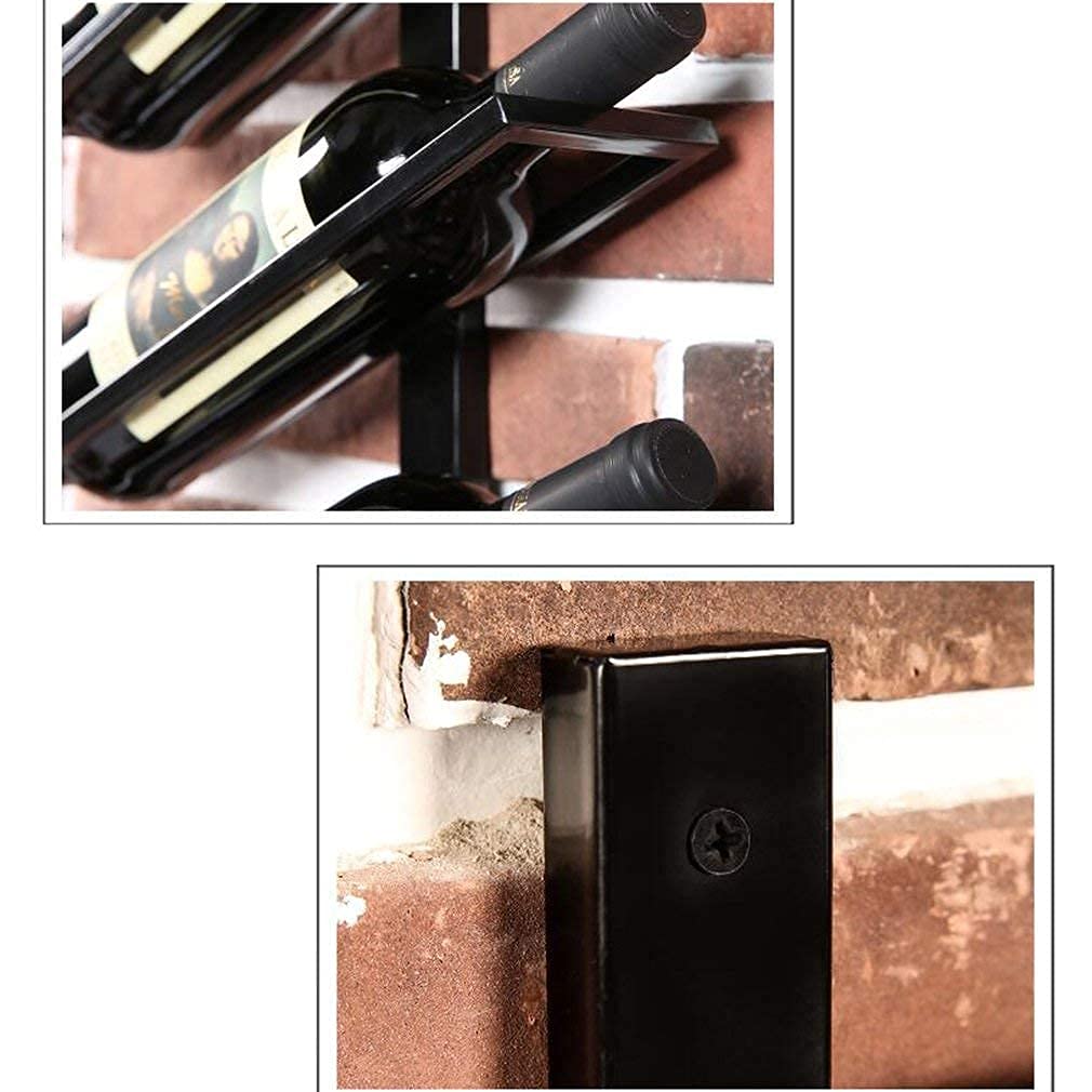 Wall-Mounted Metal Wine Rack - Holds 6 Bottles - Space Saving Wine Storage for Kitchen, Bar or Dining Room