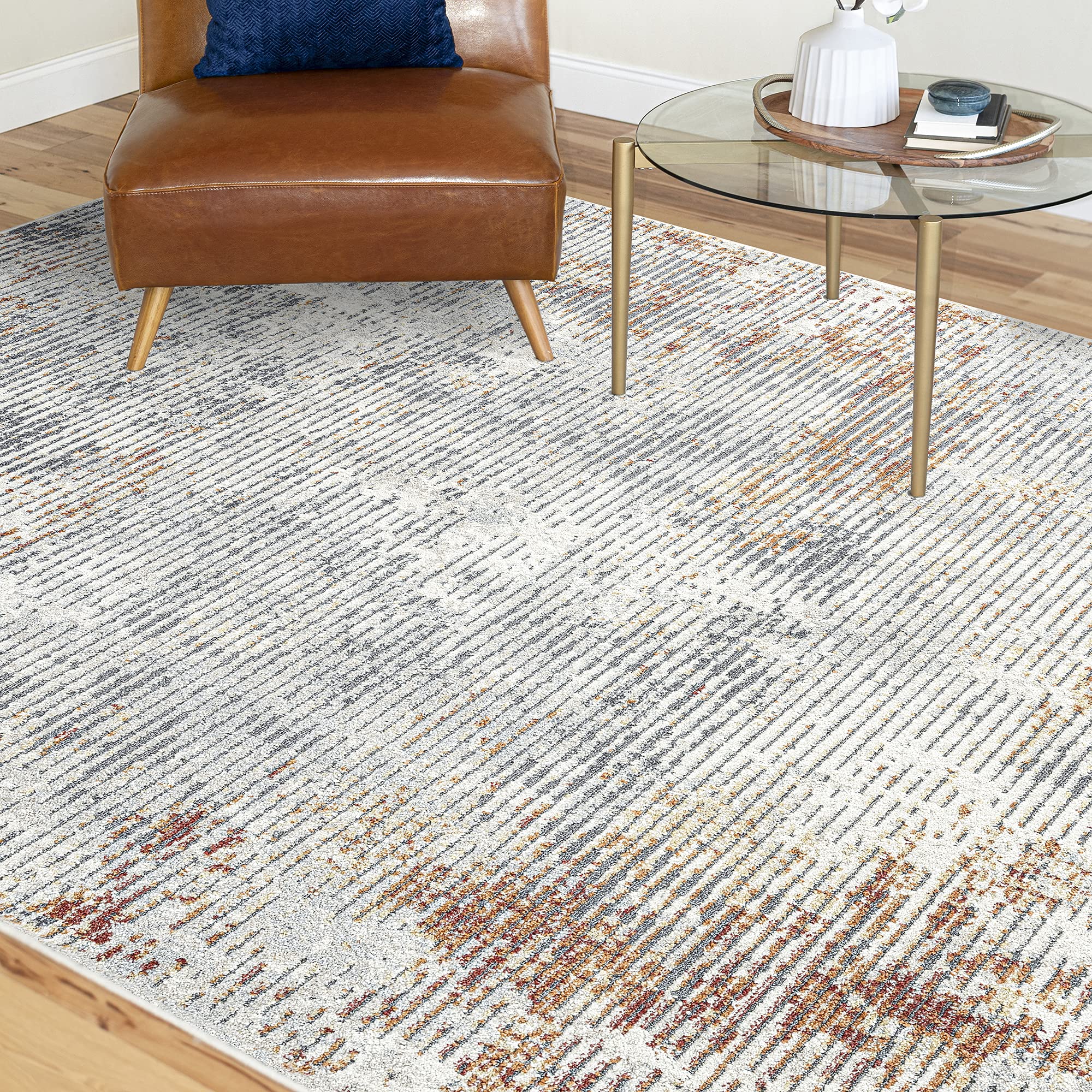 Myer Gray Large 8x10 Area Rug - Soft Modern Abstract Carpet for Living Room, Bedroom & Dining Room - Non-Slip Indoor Entryway Rug - Perfect for Home Decor & High Traffic Areas