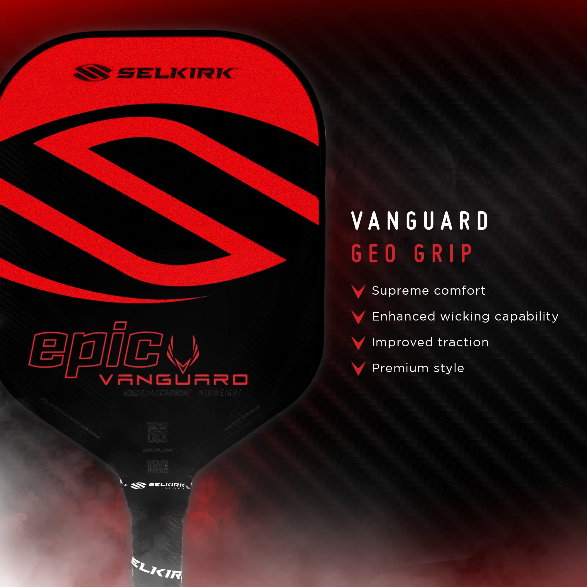 Selkirk Vanguard Hybrid X5 & X6 Core Pickleball Paddles - Carbon Fiber Lightweight & Midweight Pickleball Rackets | USA-Made for Competitive Play & Recreational Games | Perfect for Tournaments, Backyard Fun & Club Play