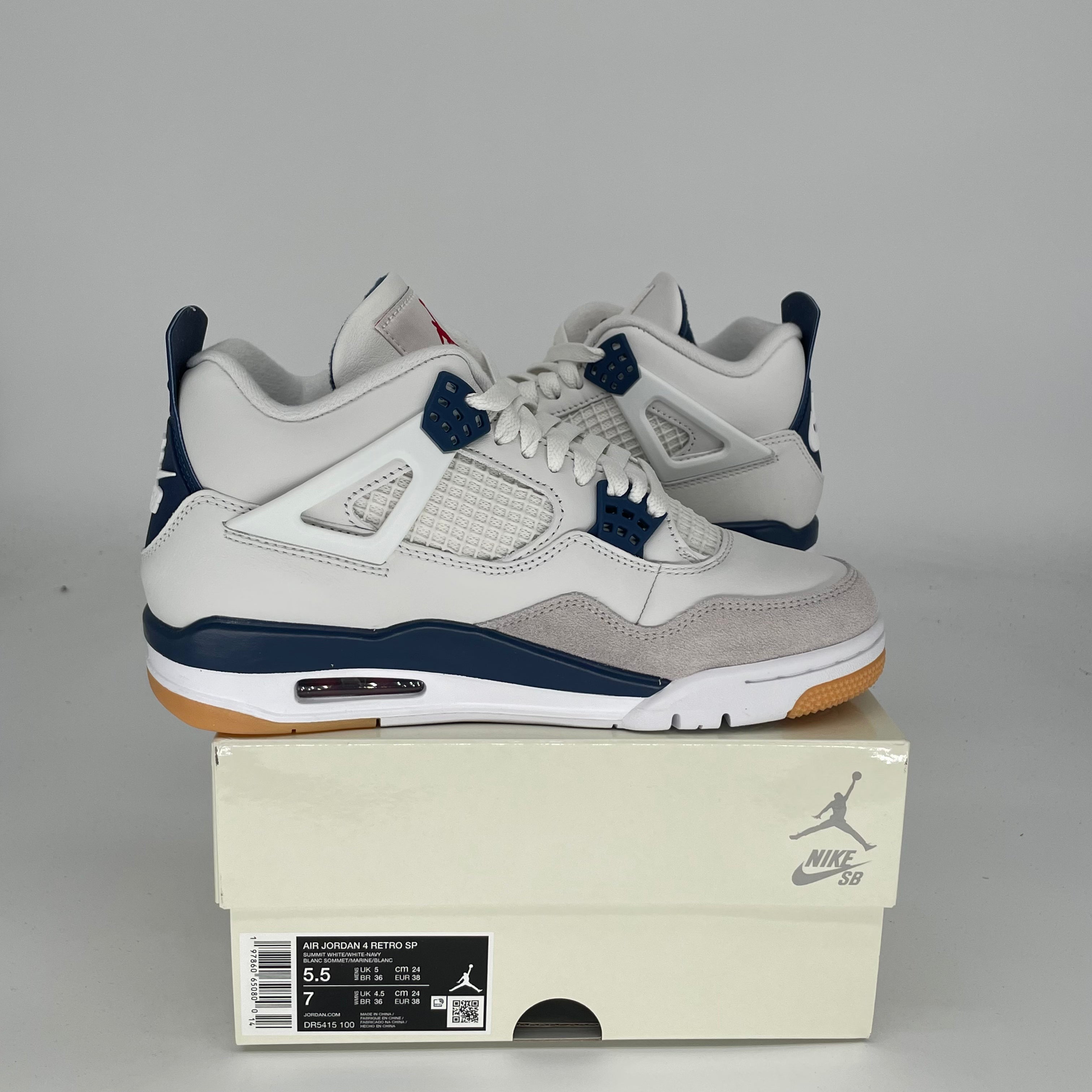 AIR JORDAN 4 SB NAVY Sneakers - Men's Size 5.5 (DR5415-100) | Authentic Basketball Shoes for Streetwear & Casual Style