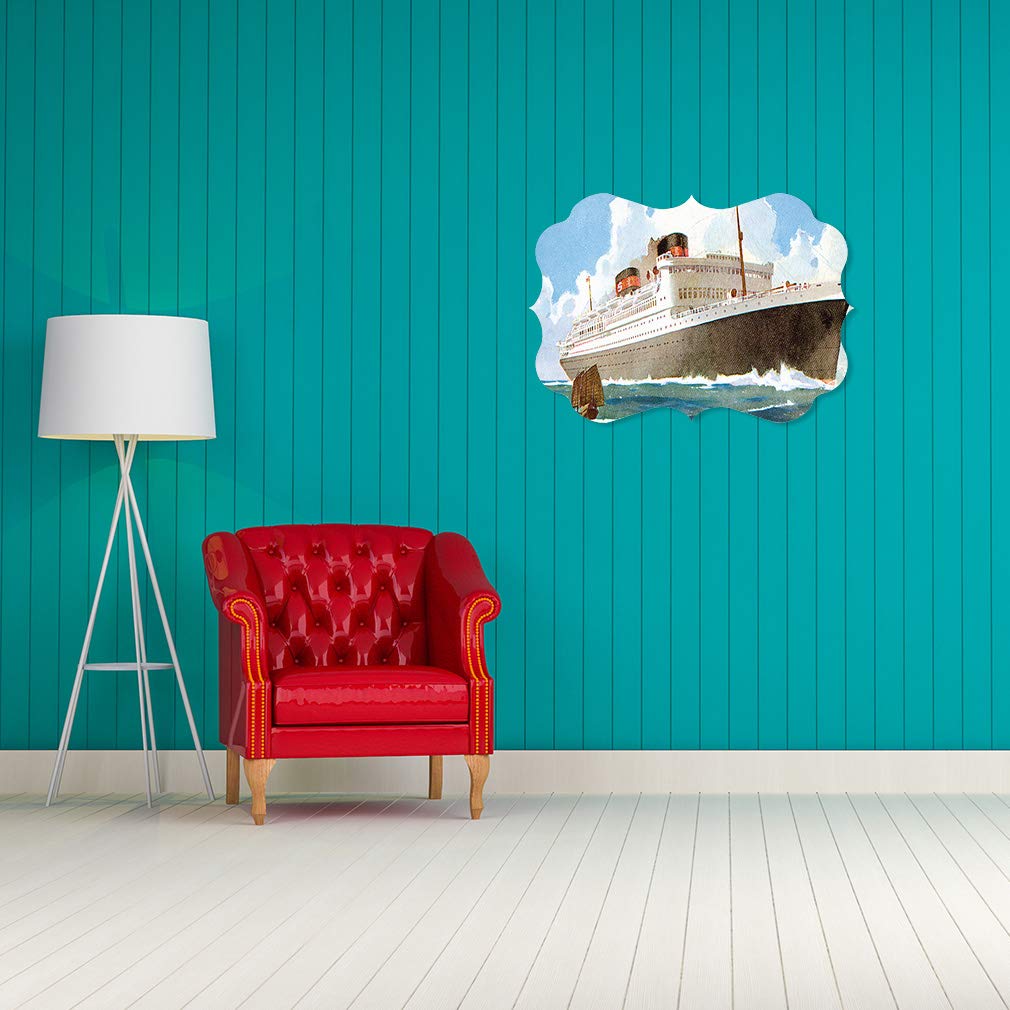Ocean A Art Horizontal Wall Sign - 18x12 Inches Benelux Shape Home Decor Picture Frame | Perfect for Beach House, Living Room & Coastal Themed Interiors