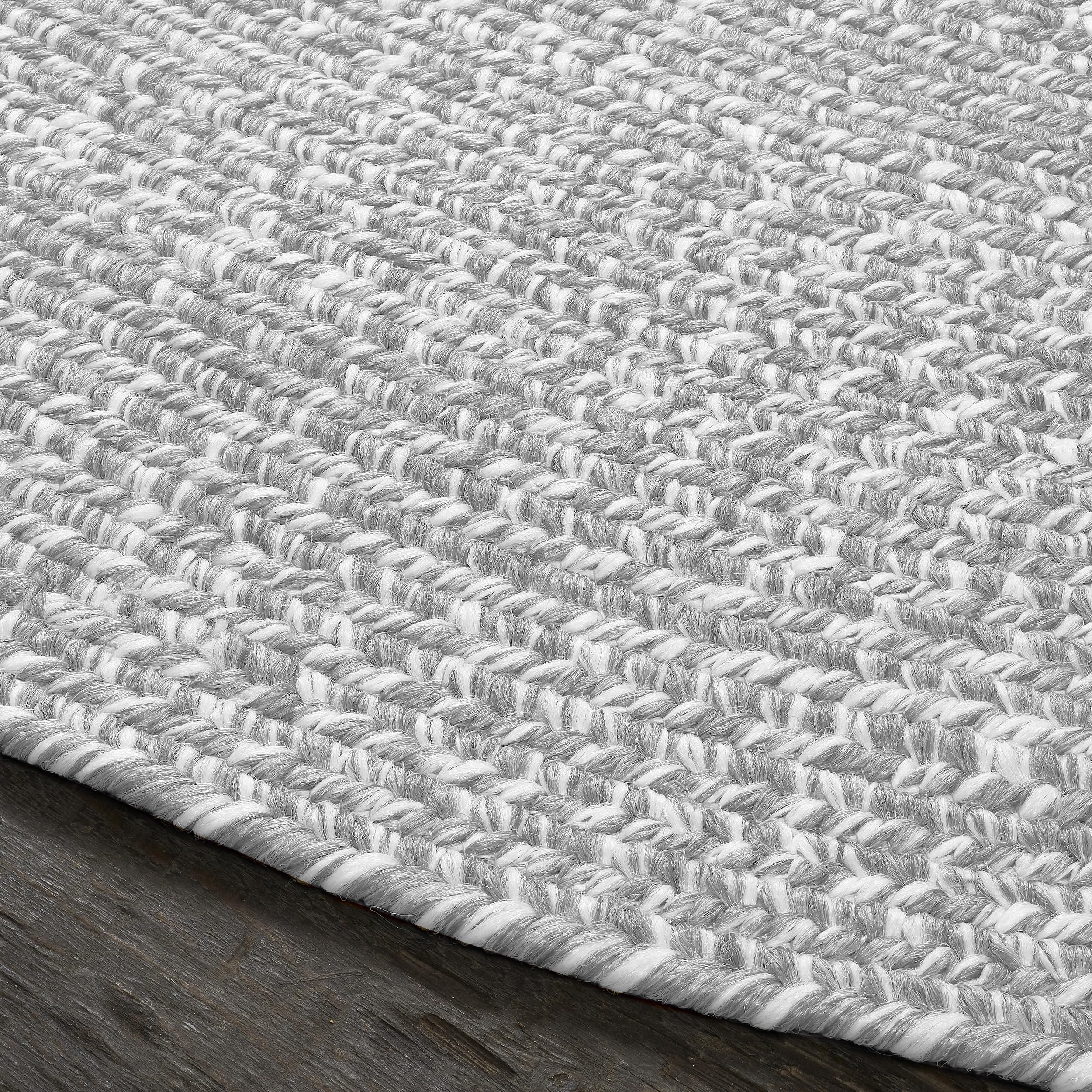 Premium Reversible Braided Oval Rug 5' x 8' - Indoor/Outdoor Washable Area Rug for Living Room, Bedroom, Office, Kitchen & Dining - Slate-White - Perfect for Home Decor, Patio & High-Traffic Areas