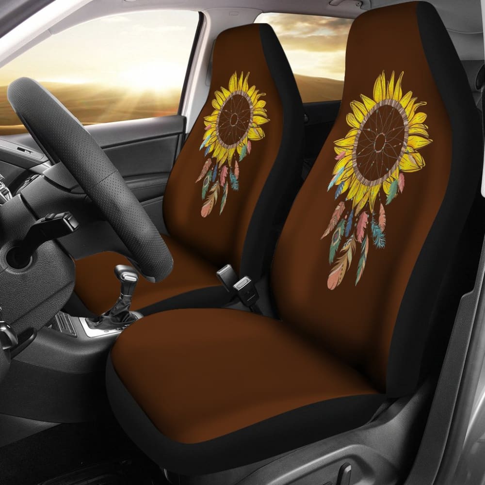 Premium Sunflower Dreamcatcher Car Seat Covers - Native American Style for Cars, SUVs & Trucks | Perfect for Road Trips & Boho Interior Decor