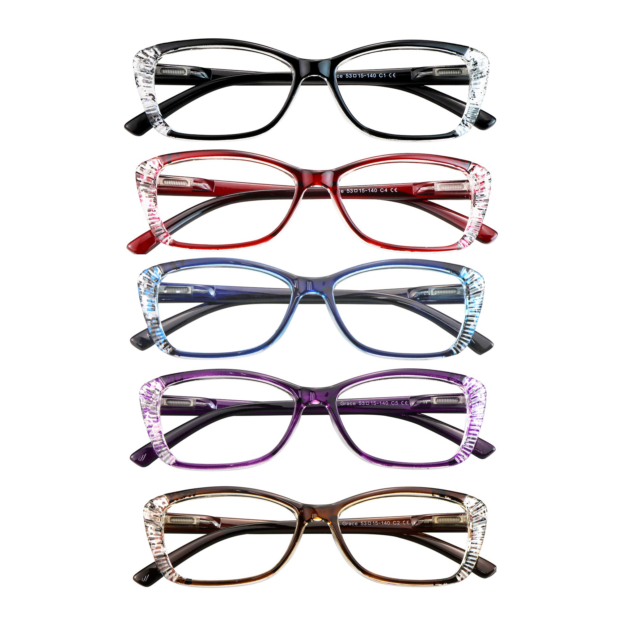 VisionGlobal 5 Pairs Reading Glasses - Blue Light Blocking for Women & Men | Office & Screen Use