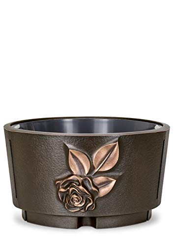 Modern Bronze Memorial Flower Pot & Grave Bowl - Elegant Memorial Decor for Gravesite in Multiple Colors | Perfect for Cemetery, Funeral, & Remembrance Ceremonies