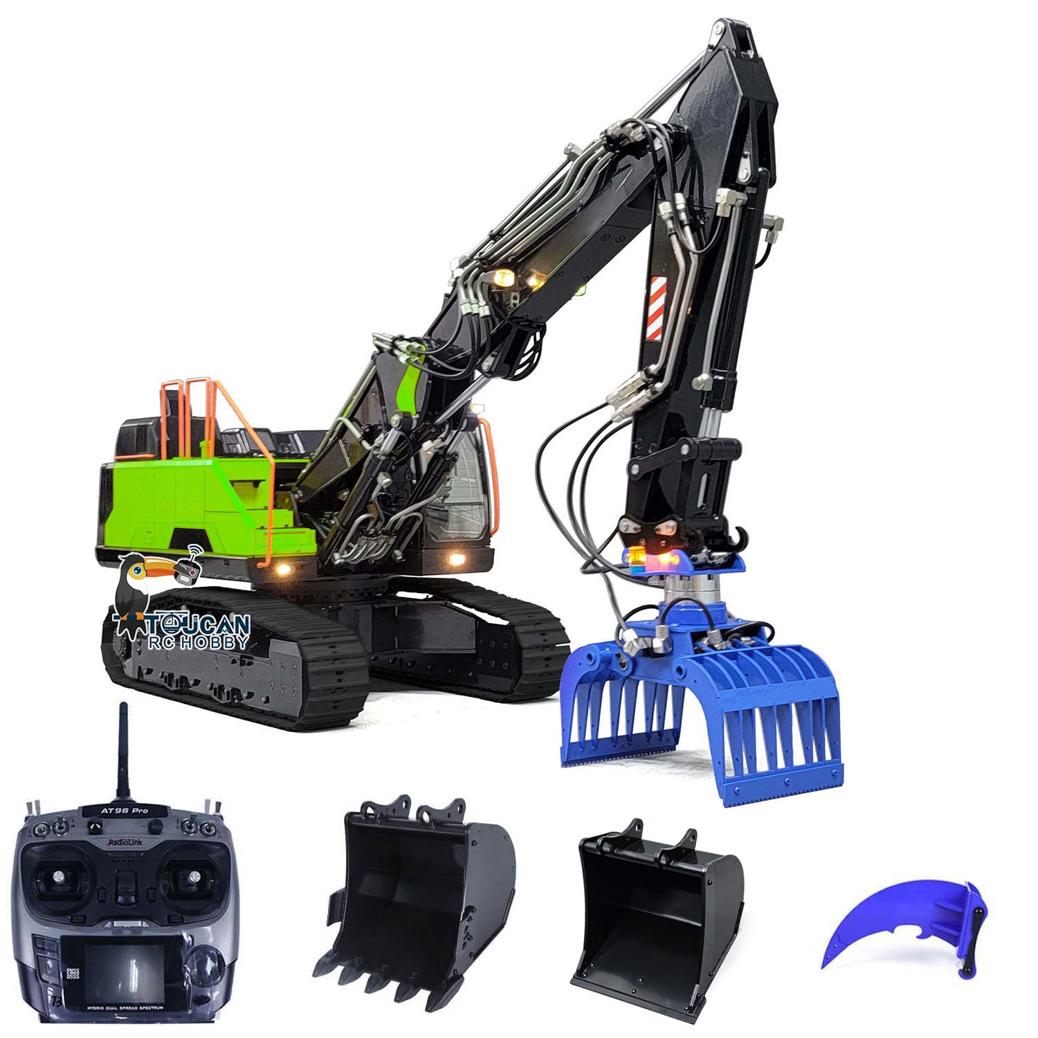 MTM 1/14 Scale EC380 RC Hydraulic Excavator - 10CH Remote Control Tracked Digger with 3 Arms & Grabber, Metal Heavy Duty Construction Toy for Adults - Perfect for Construction Simulation, Backyard Digging & RC Hobby Enthusiasts