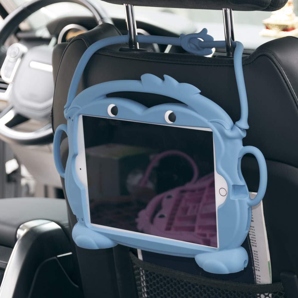 Shockproof Silicone iPad Case for Kids - Double-Faced Monkey Series Protective Cover Compatible with iPad Pro 9.7/Air/Air2/5th/6th Gen (2017/2018 Models) - Blue | Perfect for School, Travel & Home Use by Children