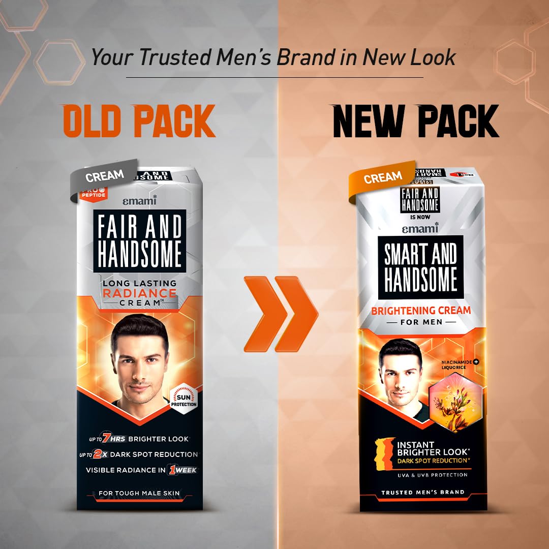 Men's Smart & Handsome Radiance Cream (60g) & Instant Radiance Face Wash (100g) Set - Anti-Aging Skincare Routine for Daily Use & Travel