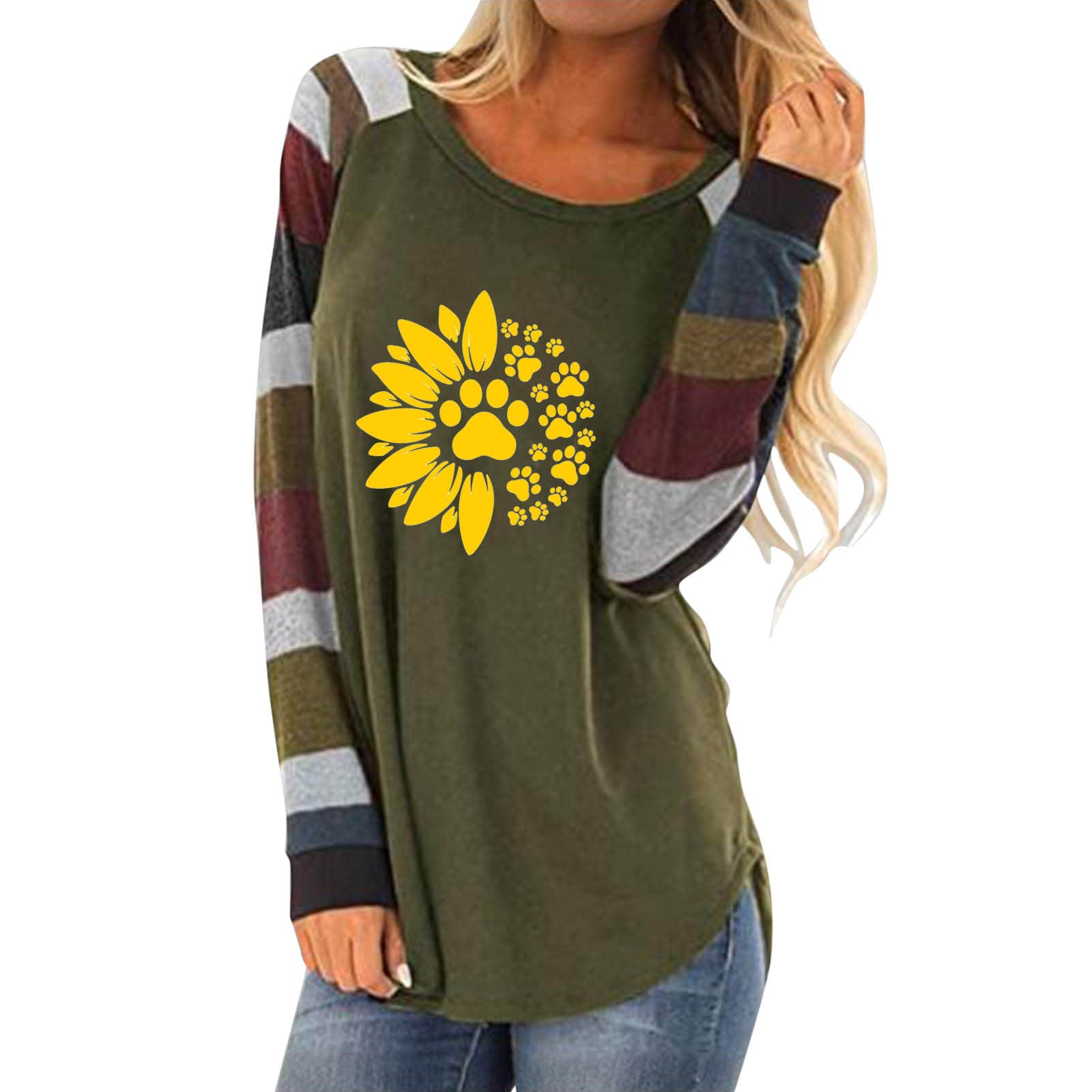 Boho Women's Long Sleeve Printed Loose Blouse - Casual O-Neck T-Shirt for Women | Perfect for Festivals, Beach Outings & Everyday Boho Fashion