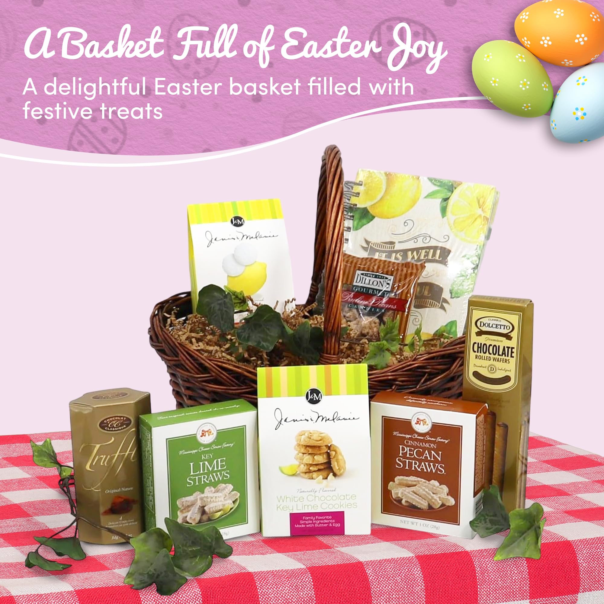 Easter Gift Basket for Kids & Adults - Thoughtful Easter Care Package with Variety Snacks | Easter Blessings Basket for Family Celebrations & Holiday Gifting