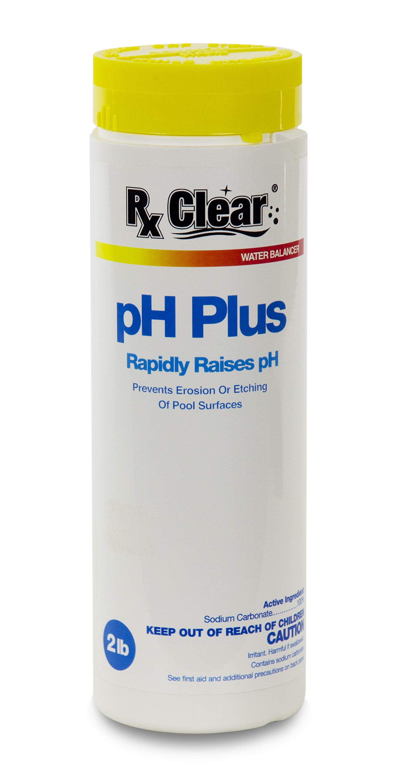 Rx Clear Swimming Pool pH Plus | Rapid pH Level Balancer | Quickly Corrects Acidic Water | Prevents Pool Surface Erosion & Etching | 2 lb | Ideal for Inground & Above Ground Pools