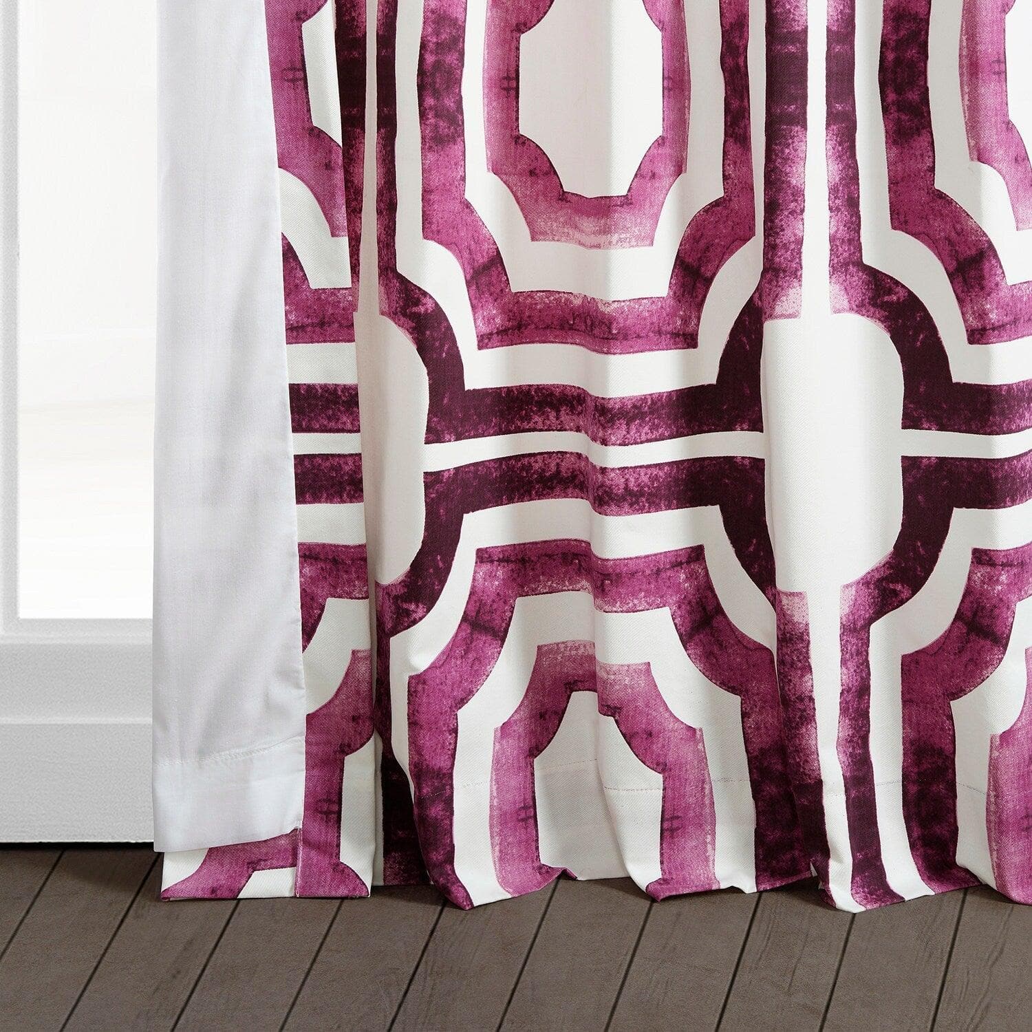 Mecca Pink Geometric Printed Cotton Blackout Curtains for Bedroom & Living Room - Stylish Window Treatment for Light Control & Privacy
