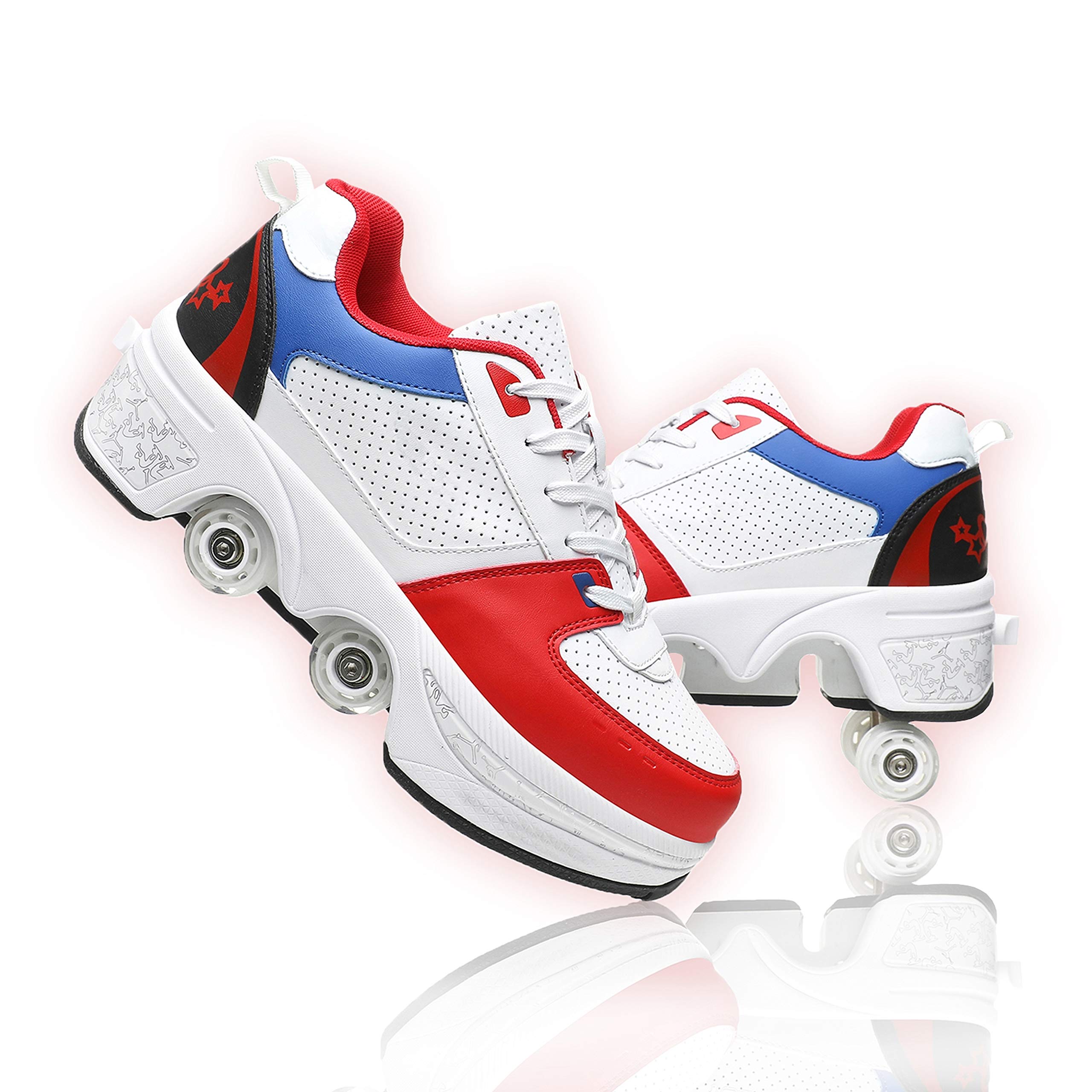 MLyzhe Roller Shoes for Men & Women - Adjustable Deformation Skates with Double-Row Wheels for Kids & Adults | Automatic Walking Shoes with Hidden Wheels - Perfect for Commuting, Fitness & Outdoor Fun