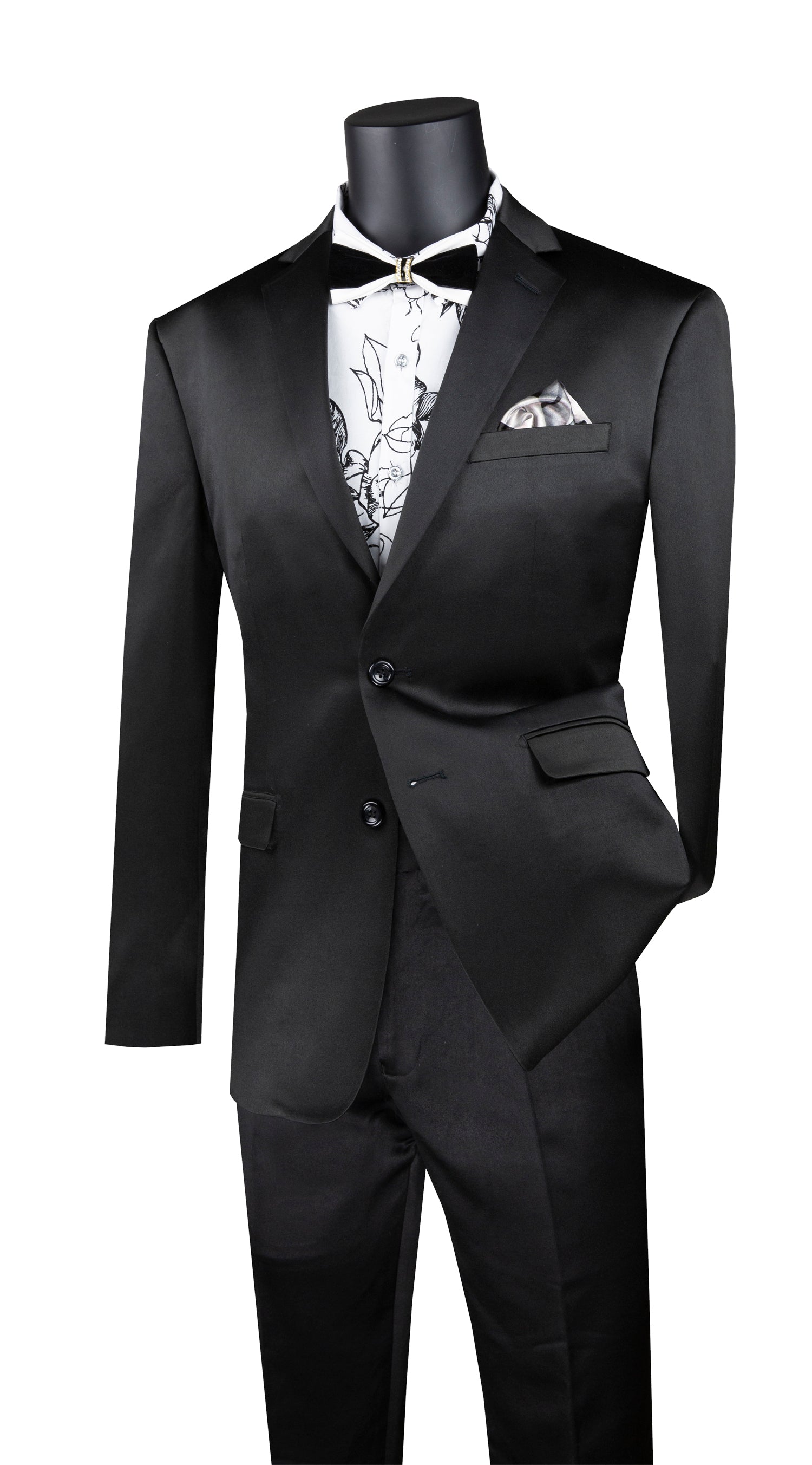 Prom Black Sateen Ultra Slim Fit 2-Button Suit Set for Men - Perfect for Formal Events, Weddings & Evening Parties