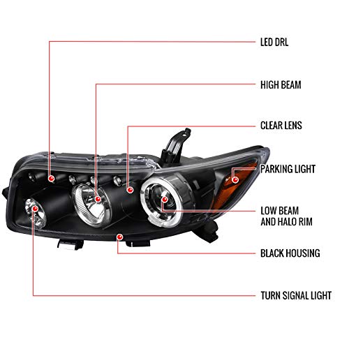 2008-2010 LED Halo Black Projector Headlights - High Performance Driving Lamps Pair for Night Visibility & Style Upgrade | Perfect for Jeep Wrangler, Dodge Ram & Off-Road Vehicles