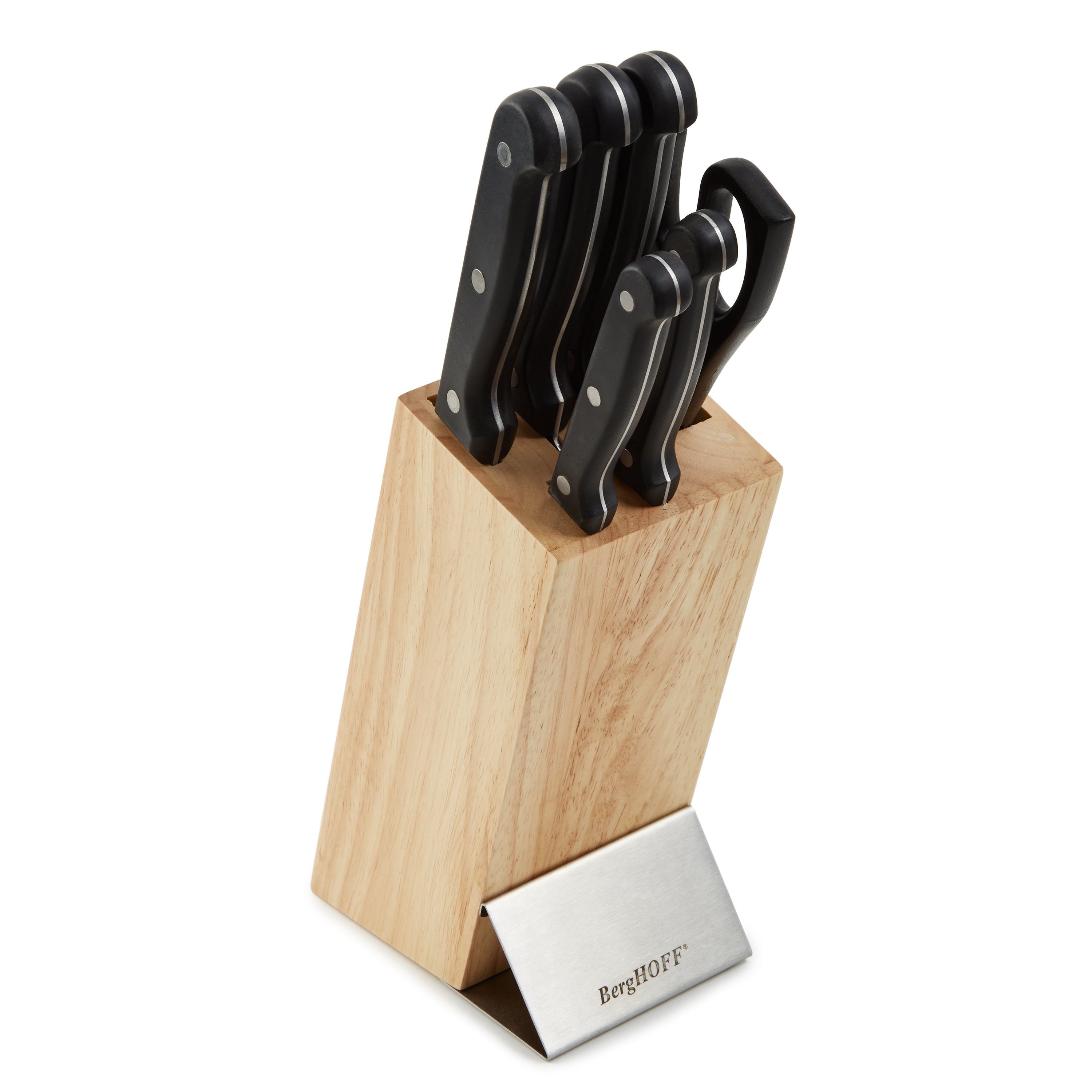 BergHOFF DiNA Pica 7-Piece Stainless Steel Knife Block Set - Premium Kitchen Knives for Chopping, Slicing & Dicing - Perfect for Home Chefs & Cooking Enthusiasts