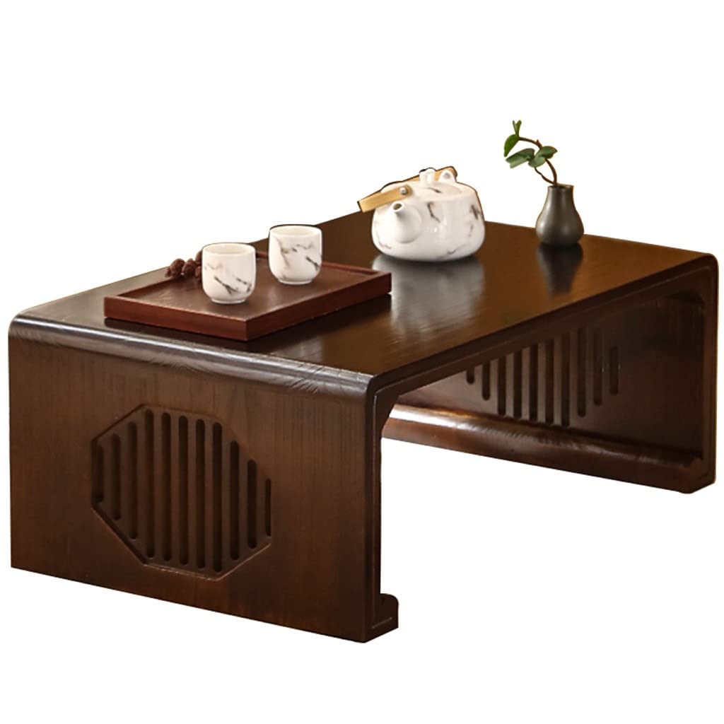 Solid Wood Coffee Table - Modern Bay Window Table for Bedroom, Tatami Sitting, Japanese Style Window Sill Table - 60x40x30cm Brown - Perfect for Small Spaces, Reading Nooks & Cozy Home Decor