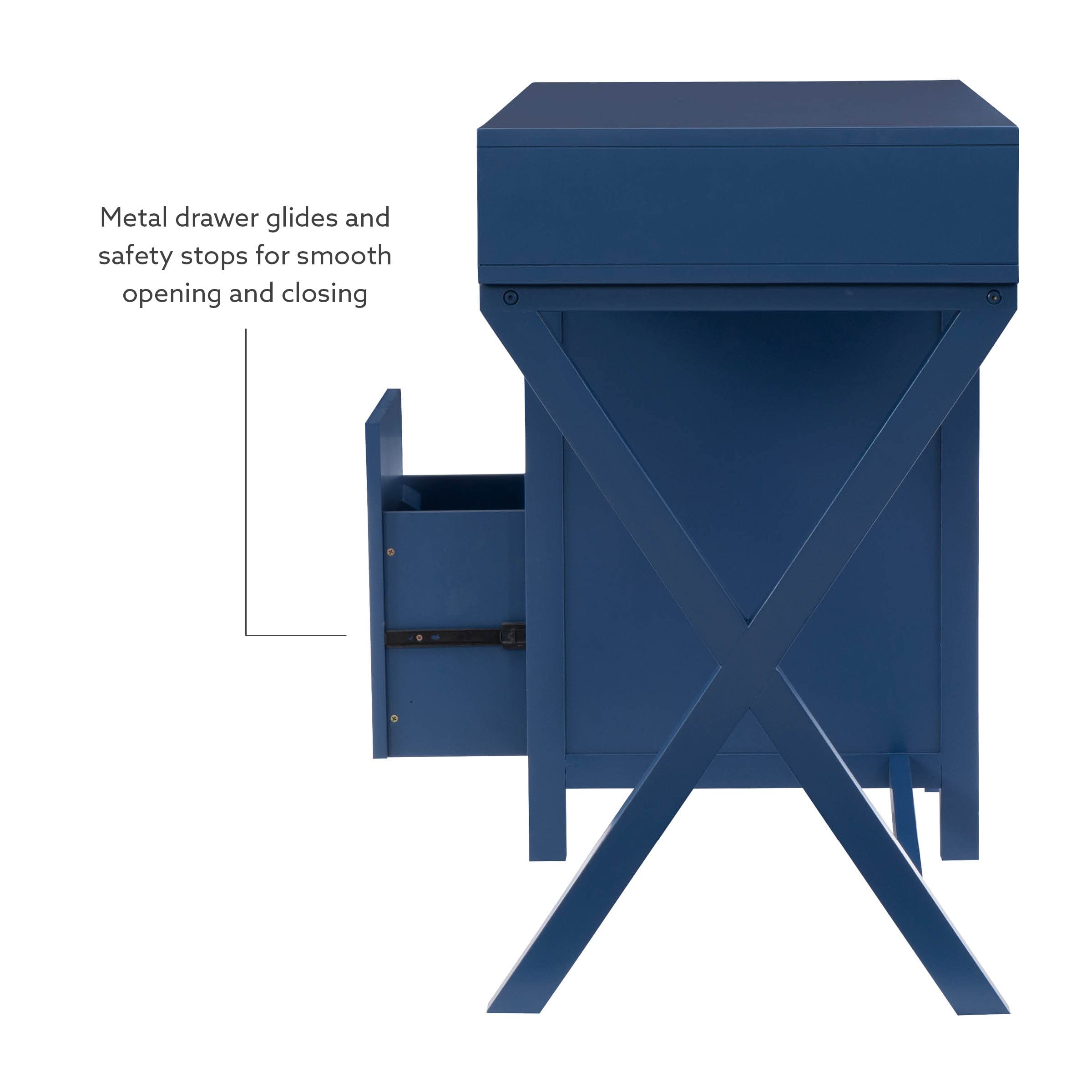 Linon Sadie Navy Blue Modern Classic Side Storage Desk - Stylish Home Office Furniture with Drawers for Organization | Perfect for Small Spaces, Dorm Rooms & Workspaces