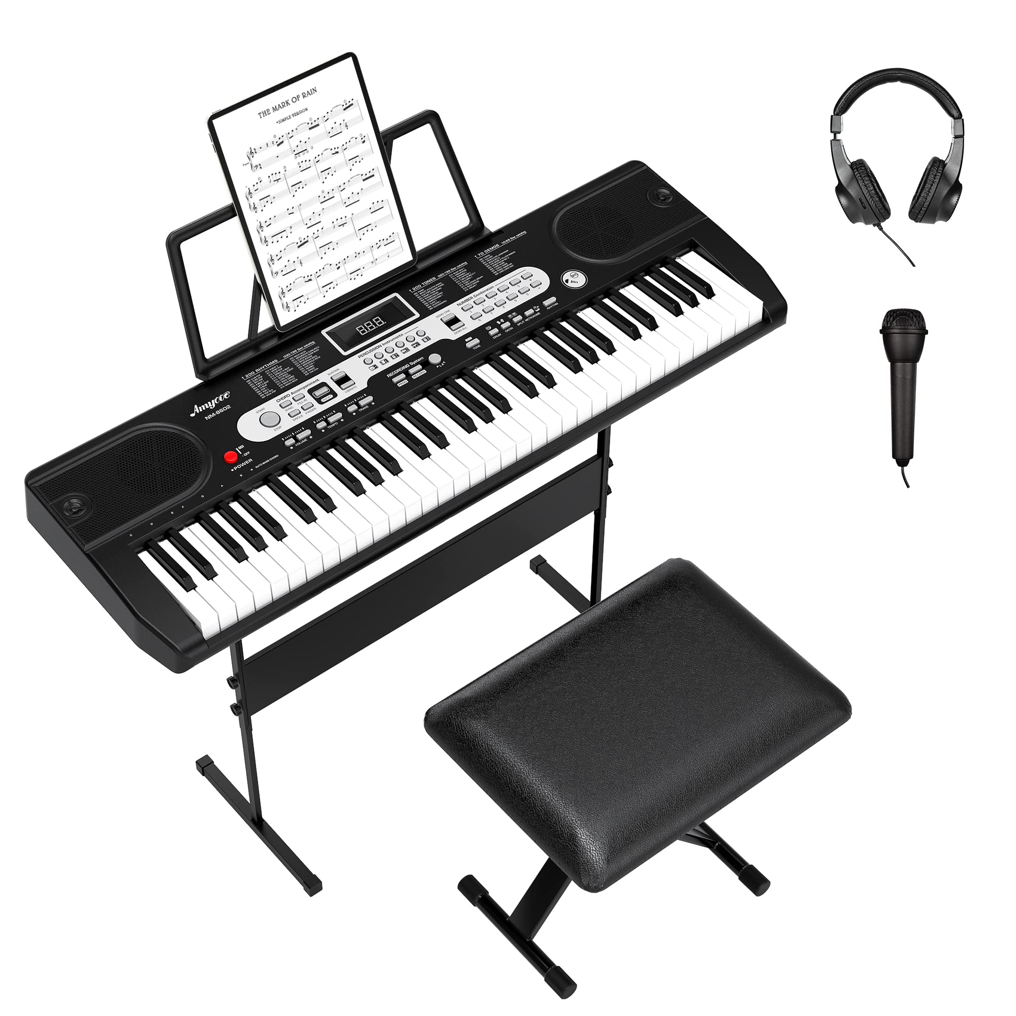 Alkmaar 61-Key Portable Electronic Keyboard Piano (BST8602) - Compact & Lightweight for Beginners, Travel, Home Practice & Live Performances