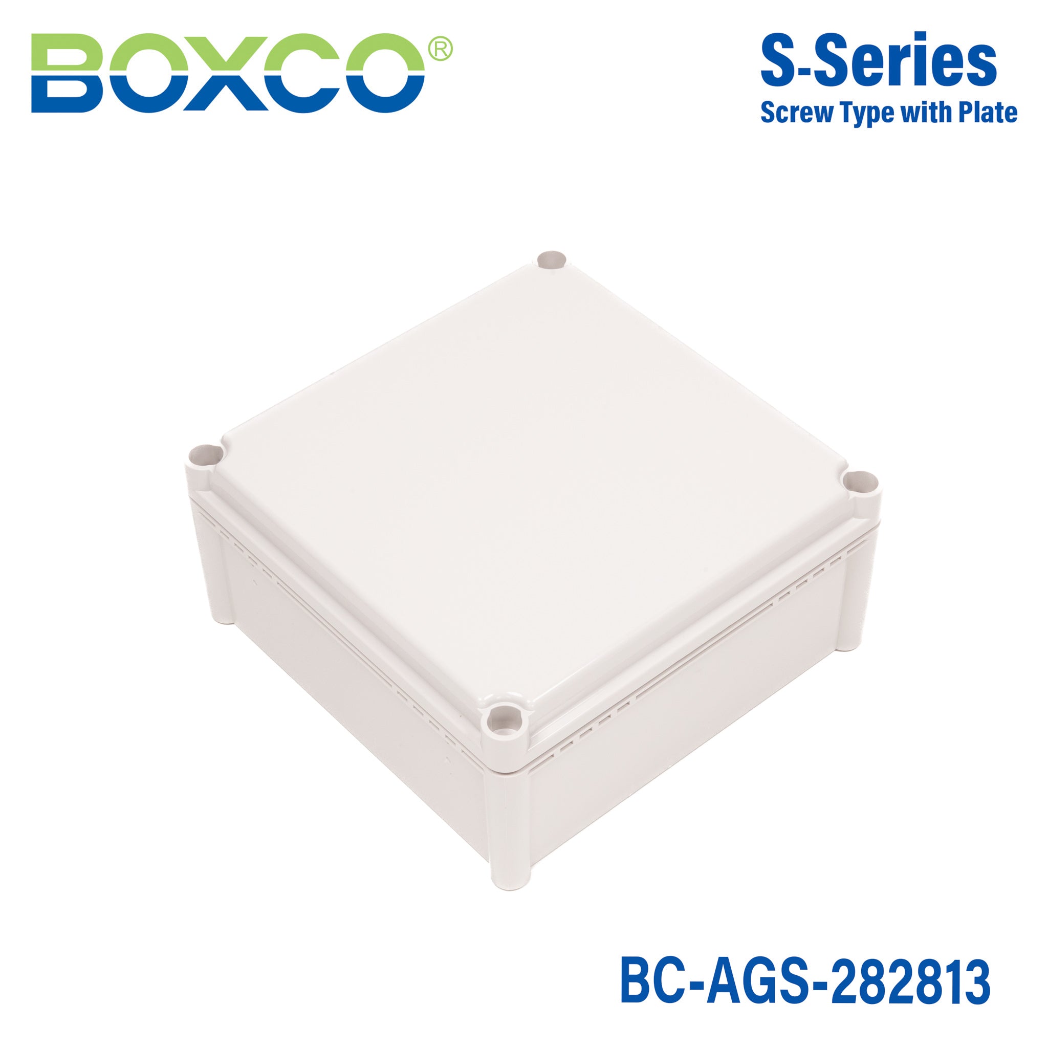 Boxco S Series 11.02 x 11.02 x 5.12 Inch (280x280x130mm) Waterproof Plastic Enclosure - IP67 Rated, IK08 Impact Resistant, ABS Material with Grey Screw-On Cover - Ideal for Outdoor Electronics, Industrial Equipment & DIY Projects