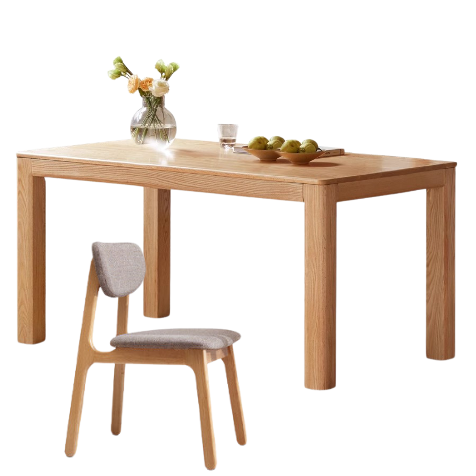 Solid Oak Wood Rectangular Dining Table - Rustic Farmhouse Style for Kitchen, Dining Room & Outdoor Entertaining