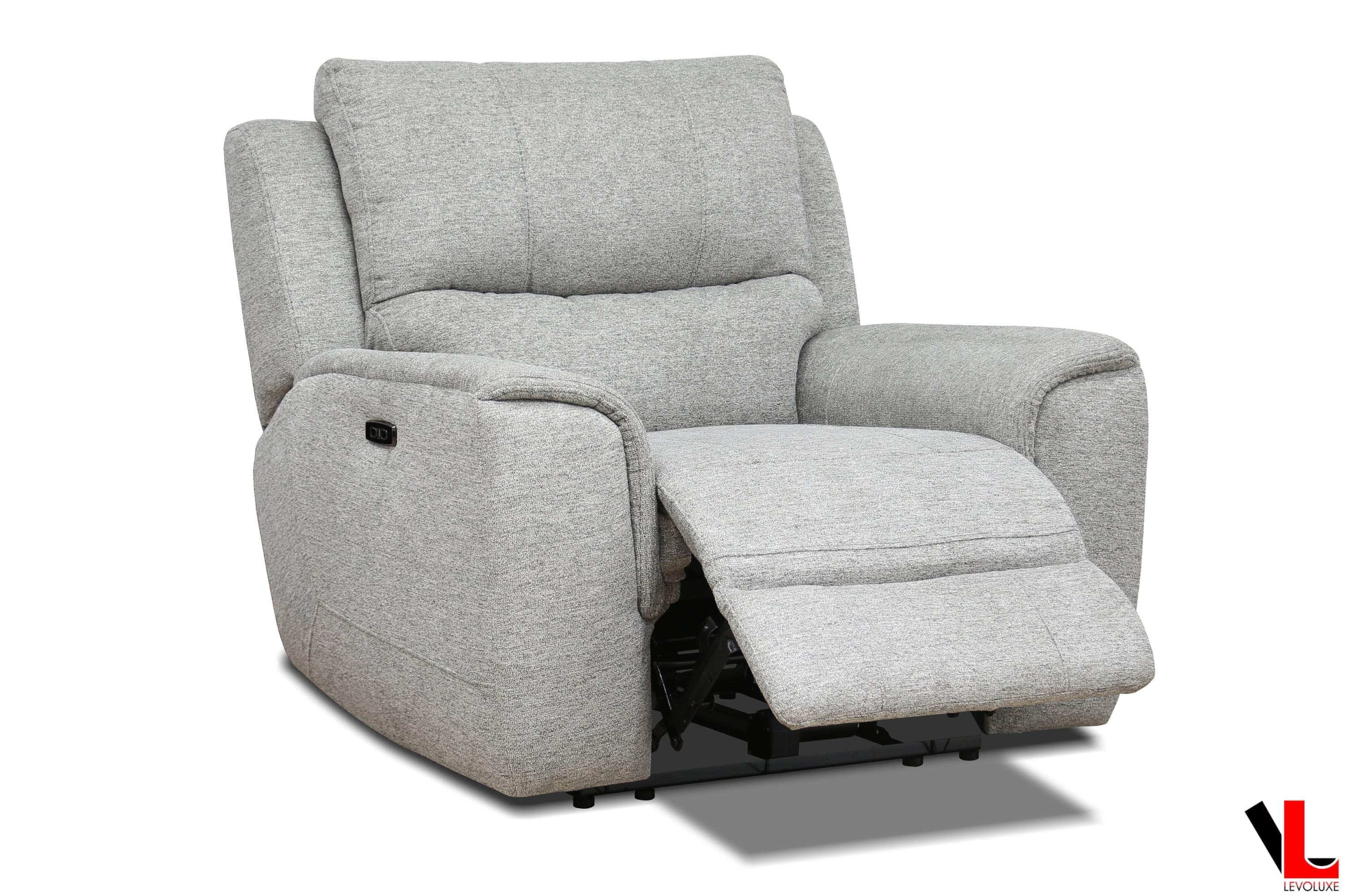 Sentinel 43 Power Reclining Chair with Adjustable Headrest - Soft Tweed Ash Fabric - Comfortable Living Room Recliner for Home Theater, Reading & Relaxation