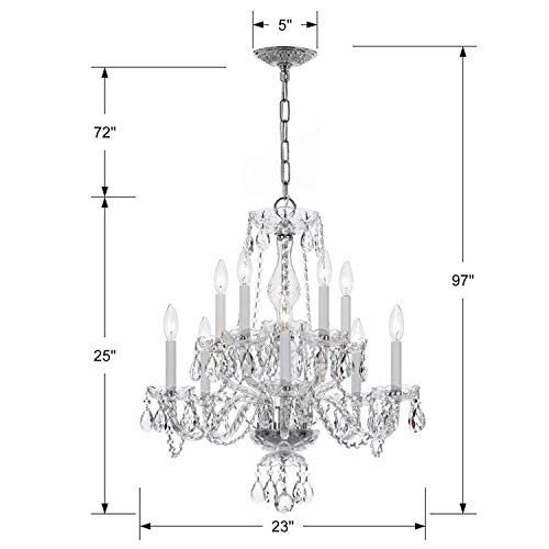10-Light Crystal Chandelier with Clear Polished Chrome Finish | Elegant Dining Room & Entryway Lighting Fixture